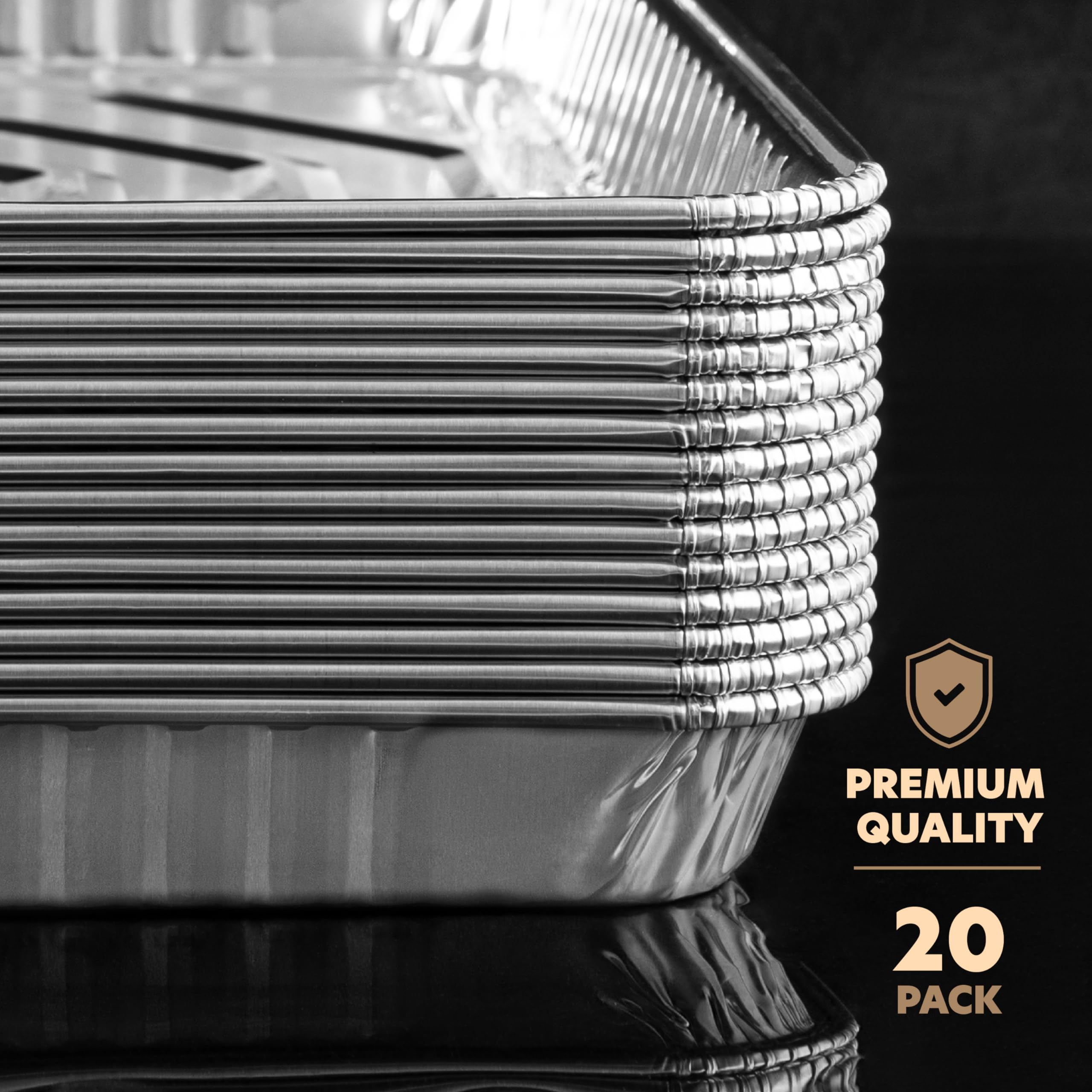 PLASTICPRO Paquete de 20 bandejas de aluminio desechables para galletas de 9 x 13 pulgadas, bandejas para hornear de alta calidad resistentes
