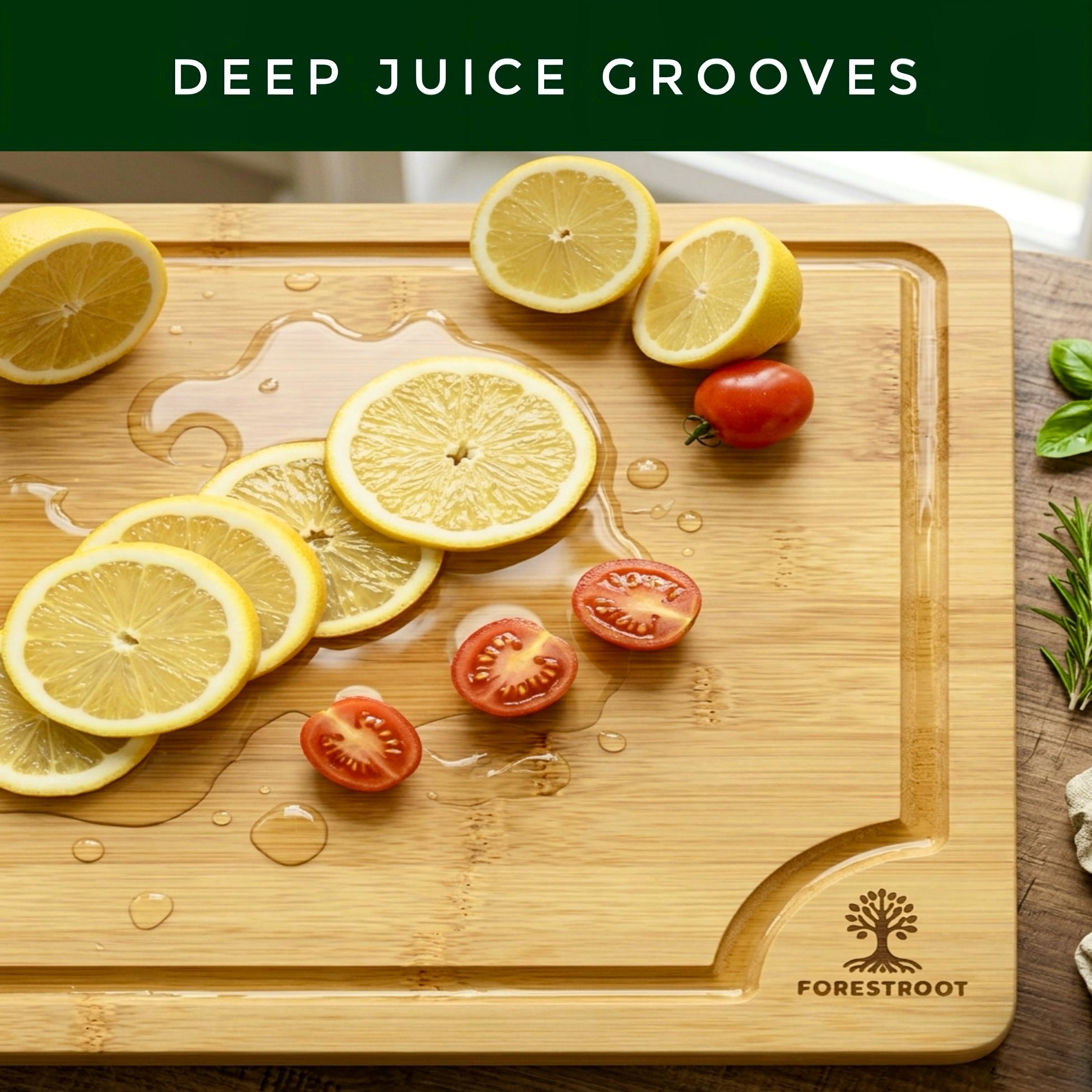 Juego de tablas de cortar de bambú, tablas de cocina de madera de 3 piezas para preparar y servir comidas, bambú duradero con ranura profunda para jugo y asas laterales, ideal para carne