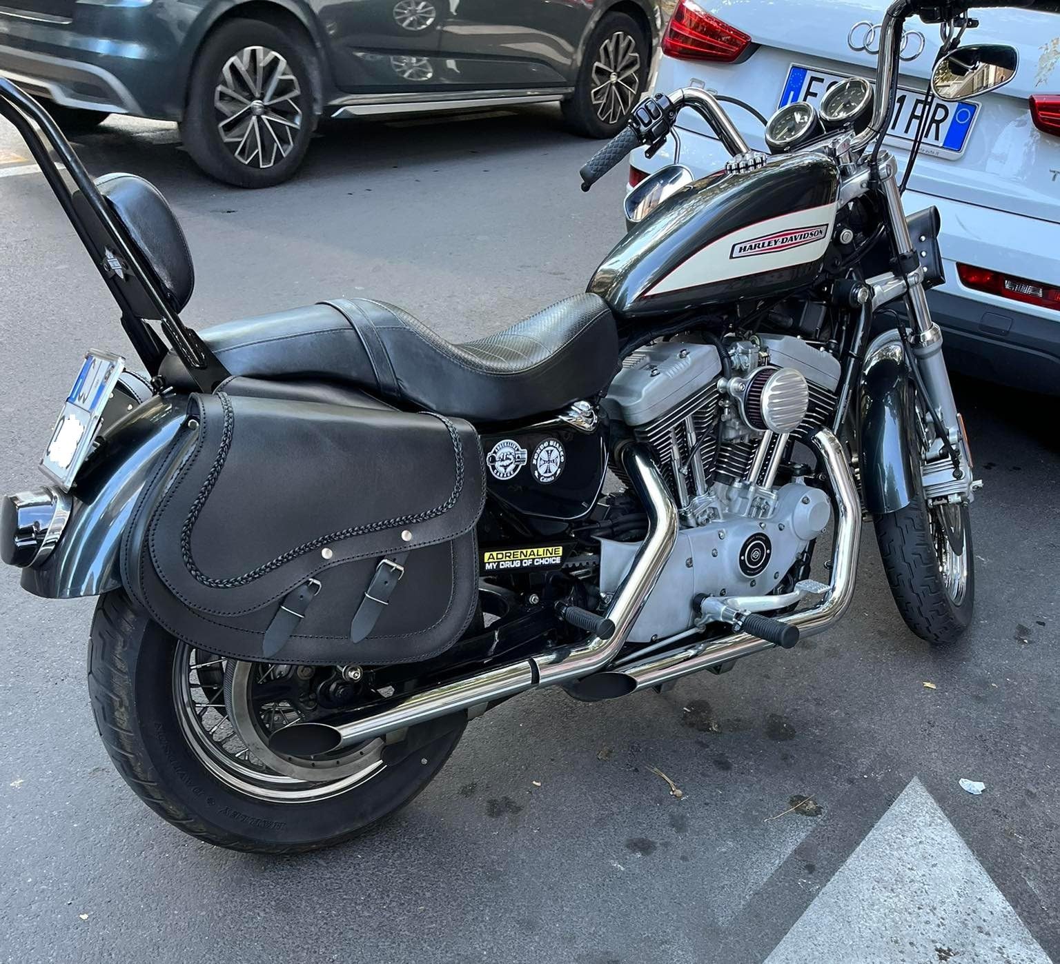 WinNet Borse Laterali Moto Borsa Posteriore In Pelle, Coppia 2 Borse Moto Custom Rigide In Cuoio Nero A Bisaccia Per Motocicletta - accessori moto