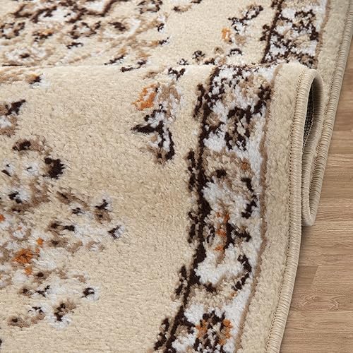 Miniatura 7 de Antep Rugs - Alfombra oriental de 2 x 10 con medallón tradicional para interiores (beige crema, 2 pies x 10 pies)