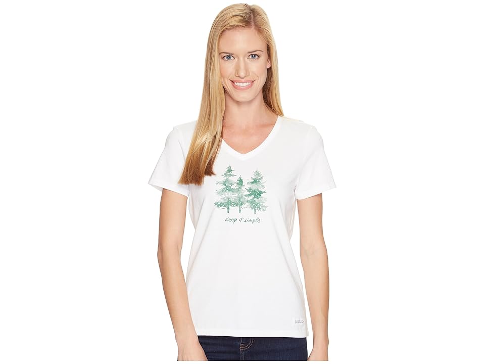 

Life is Good Keep It Simple Crusher Vee (Cloud White) Women's T Shirt