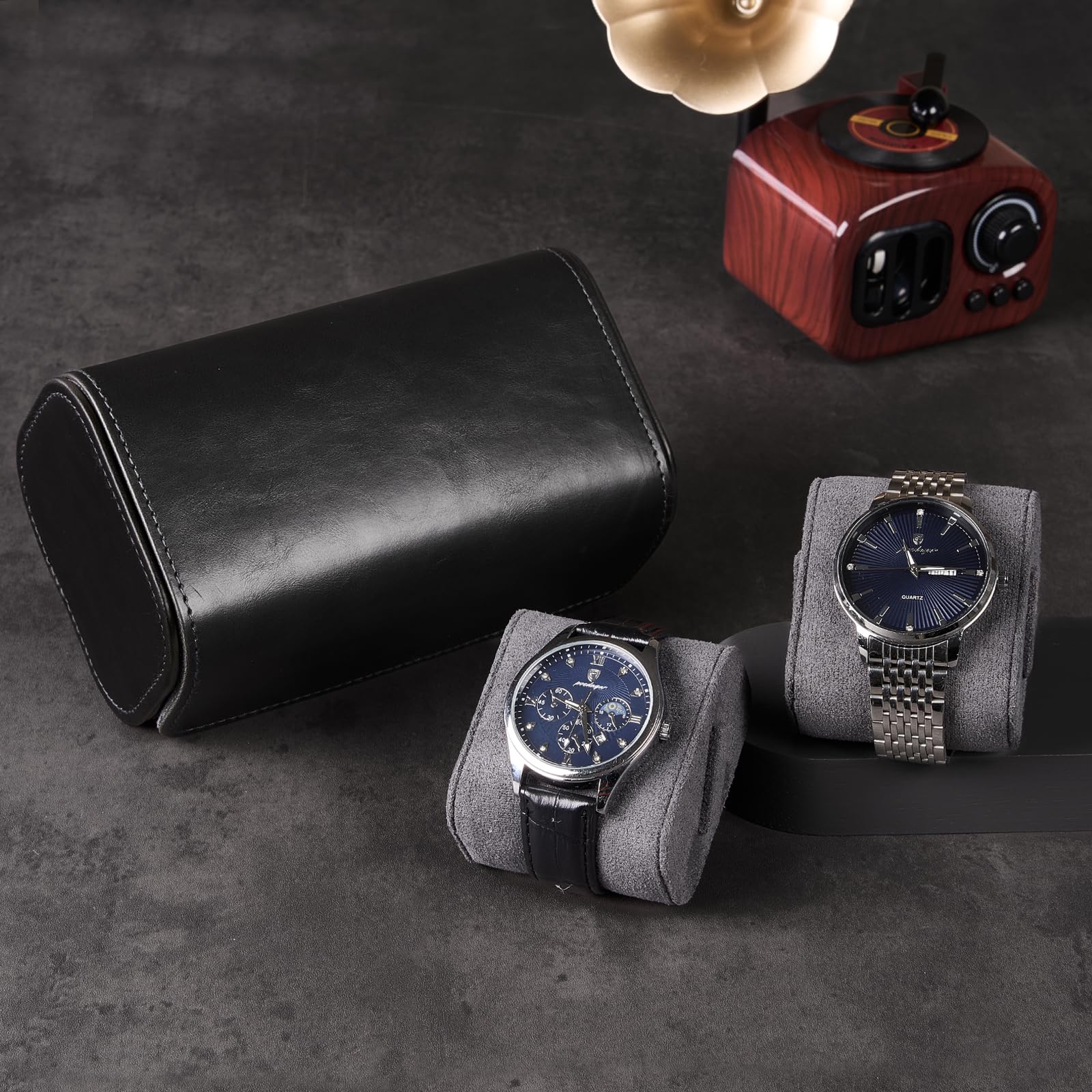 ProCase Estuche para Reloj, Organizador Portable Relojero de PU para Viaje, Negro