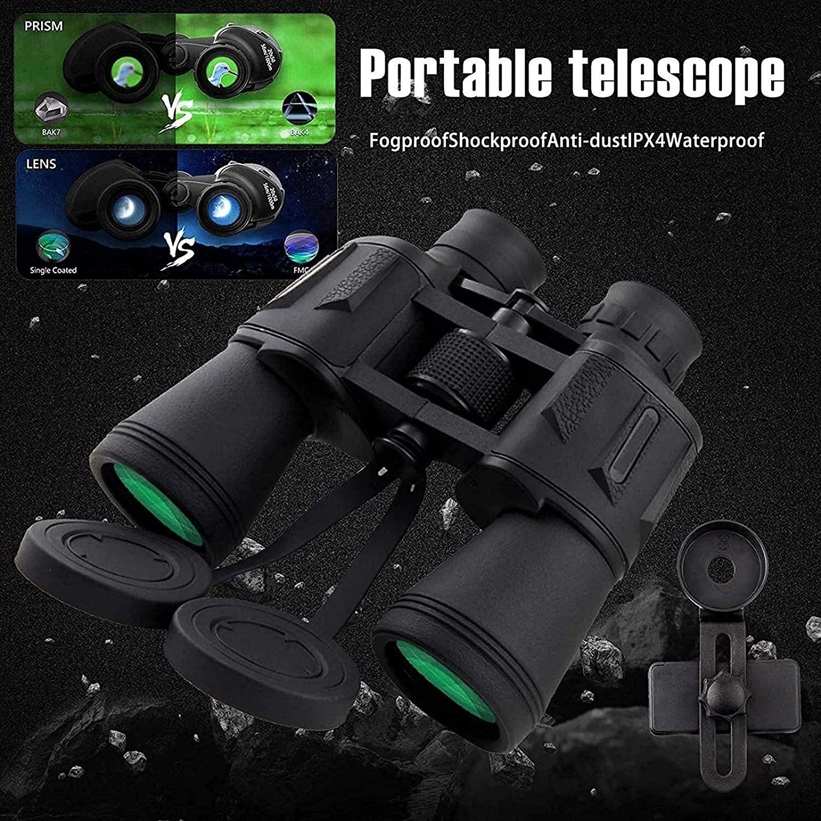 Binocolo Impermeabile con Visione Notturna per Birdwatching, Escursionismo, Caccia, Visite turistiche, binocolo con Obiettivo FMC