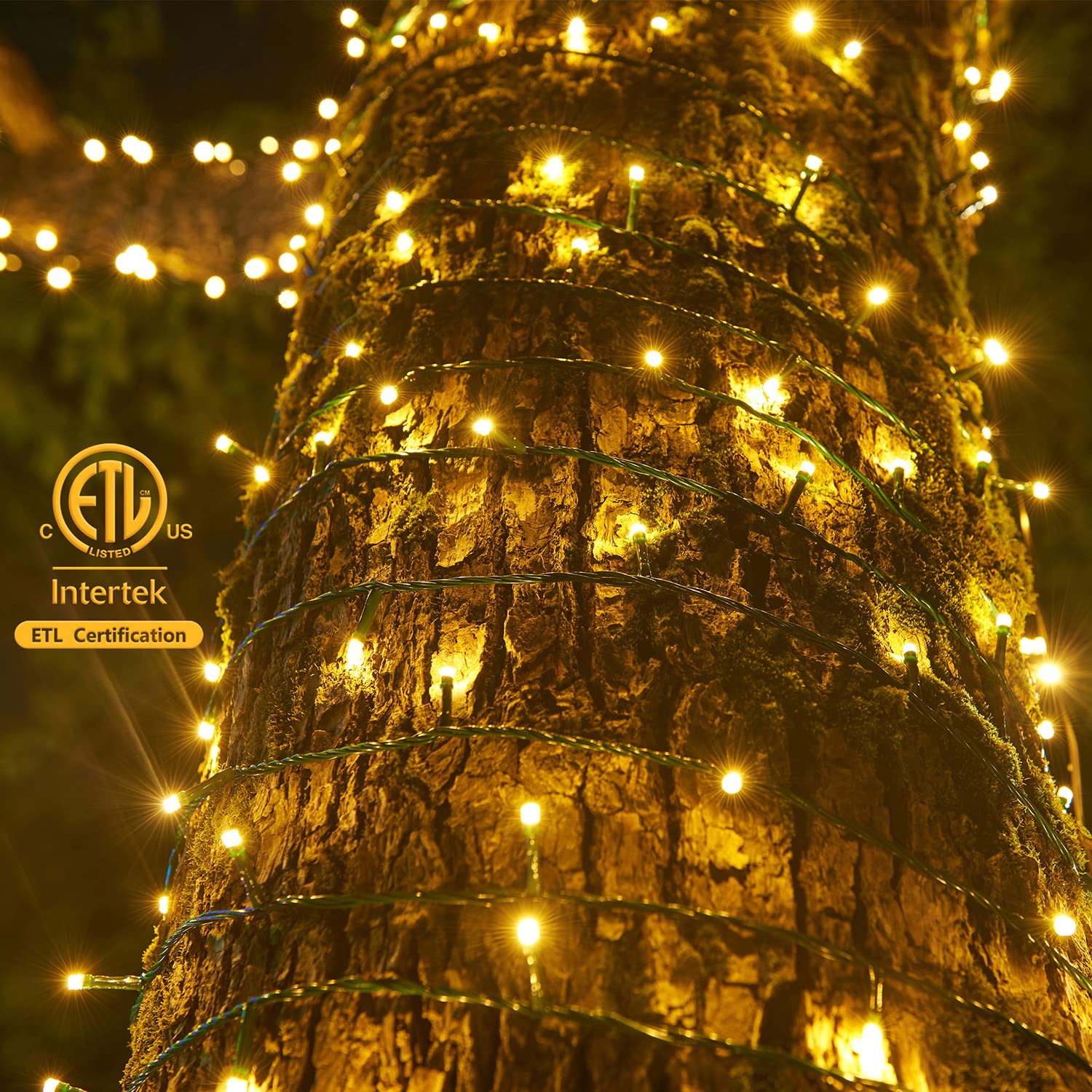 Luci natalizie per esterni, 90 m, 1000 luci LED con bobina, 8 modalità e telecomando con timer, certificazione UL, decorazioni per Natale, vacanze, feste, matrimoni, filo verde