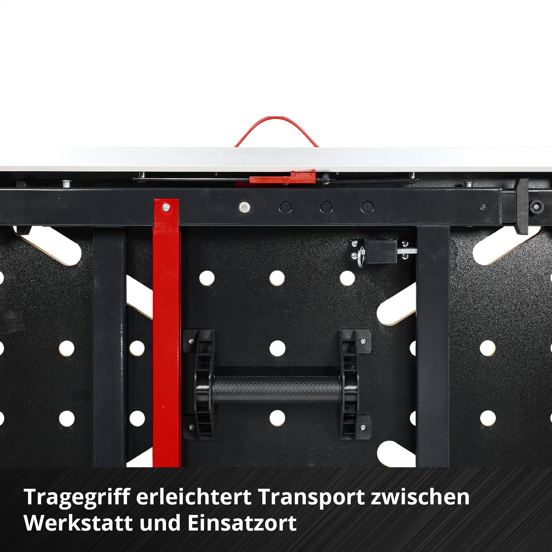 kwb Werktisch faltbar (847 x 600 x 900 mm, höhenverstellbar 735–887 mm, 150 kg Tragkraft, MDF-Arbeitsplatte, Aluminiumrahmen, Faltbare Beine, Tragegriff, 2 seitliche Haken)