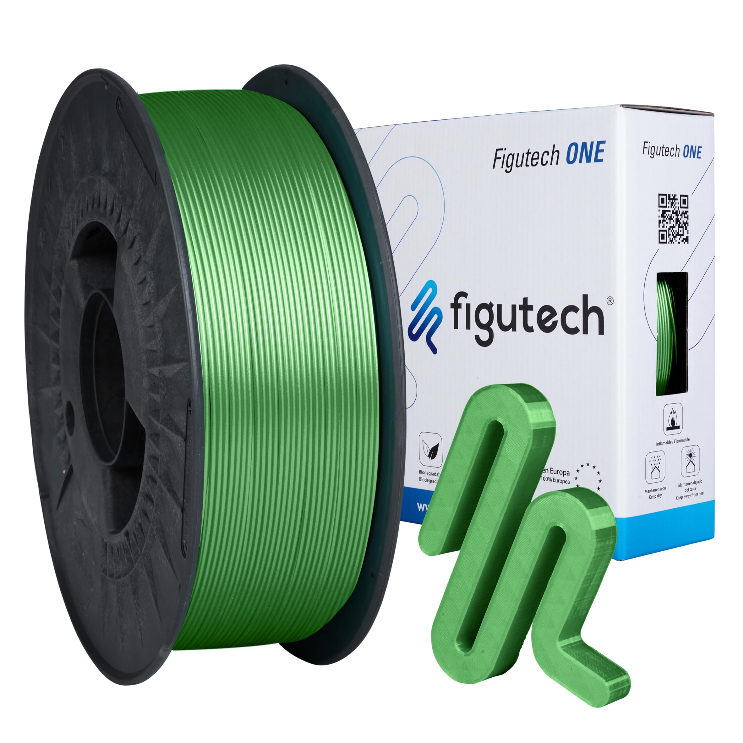 Filament PLA 1,75 mm 1 kg jasnozielony, filament 3D figutech ONE, dokładność +/- 0,02 mm, PLA zoptymalizowany do drukarki 3D, wysoka przyczepność i wytrzymałość, poprawiona płynność