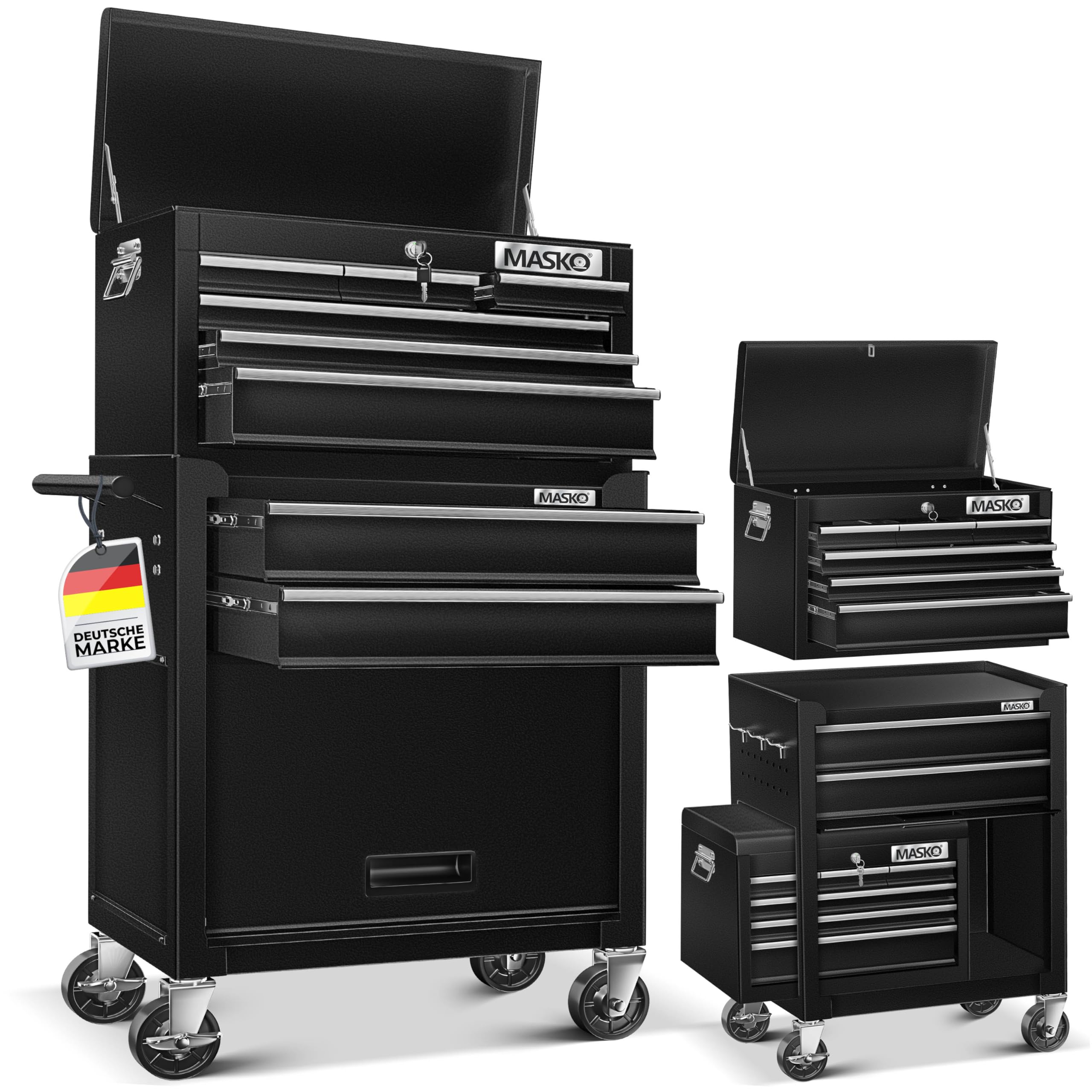 Homz Carrello Portaoggetti In Plastica Con 3 Cassetti Trasparenti – Telaio Nero, Ruote Incluse, 31,8x36,2x64,8 Cm, Per Ufficio, Dormitorio, Casa