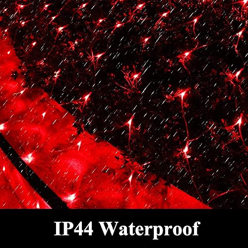 Miniatura 3 de Red de luces de Navidad rojas, luces de malla de árbol al aire libre enchufables para Navidad, Halloween, jardín, pasarela, decoración de arbustos,