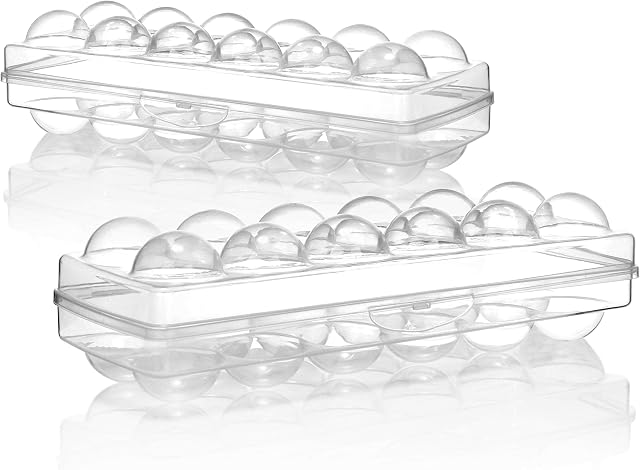 com-four® 2x egg box for 12 eggs - egg storage - egg container for the fridge - egg holder for fresh eggs - egg box - egg storage box