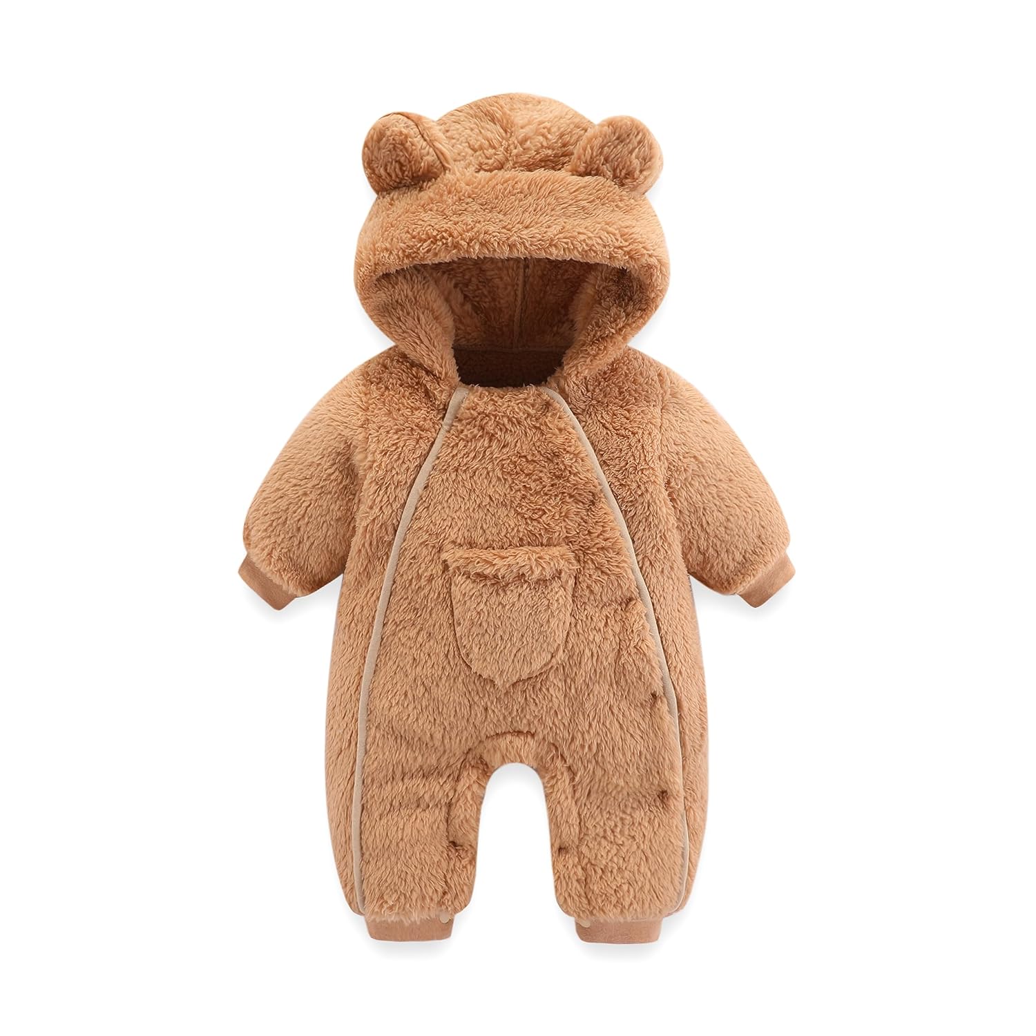 Newborn Baby Bear Outfit Suit Girls Boys Fleece Jumpsuit Romper Hooded Coat Winter Clothes Outwear Snowsuit