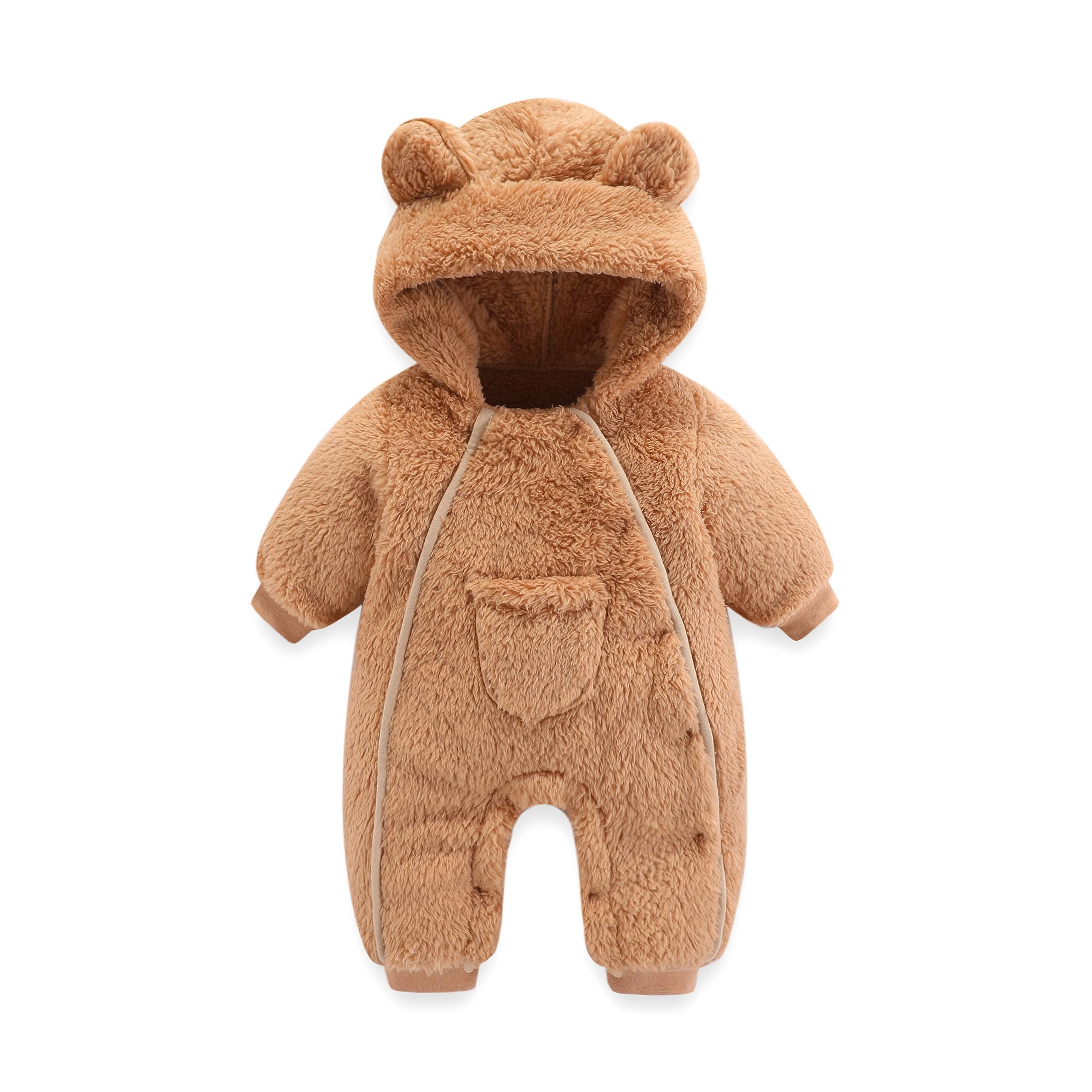 Newborn Baby Bear Outfit Suit Girls Boys Fleece Jumpsuit Romper Hooded Coat Winter Clothes Outwear Snowsuit