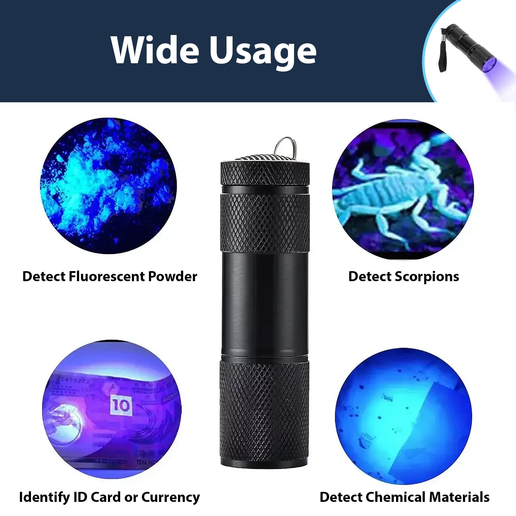 Lampe De Poche à UV DEL De 395 Lm Par Police Security