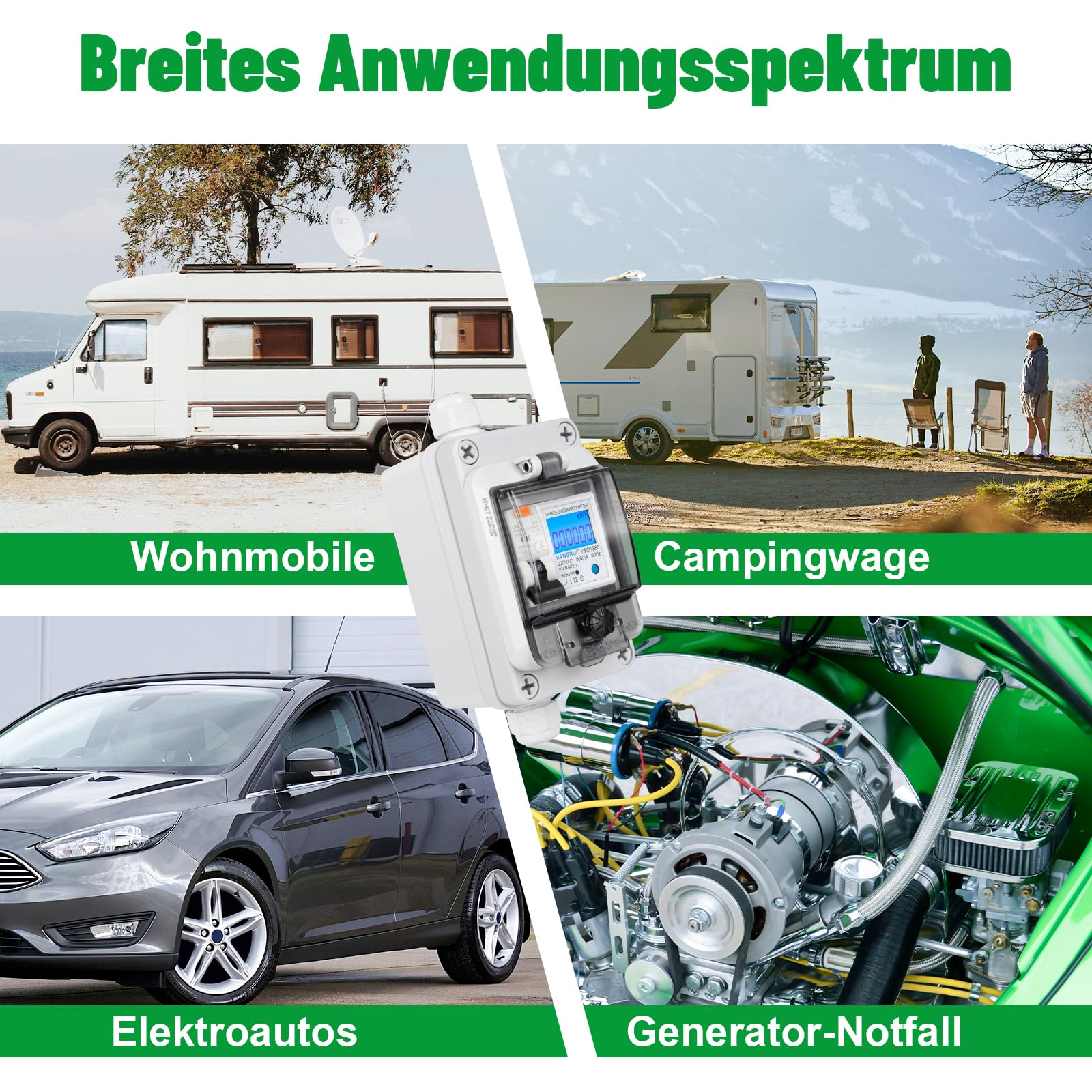 Mobilny cyfrowy licznik prądu do gniazdka, 230 V, 80 A, mobilny miernik KWH z wyłącznikiem ochronnym typu A fi ls 16 A i IP65, wodoszczelny przewód gumowy, przenośny, do samochodów kempingowych i