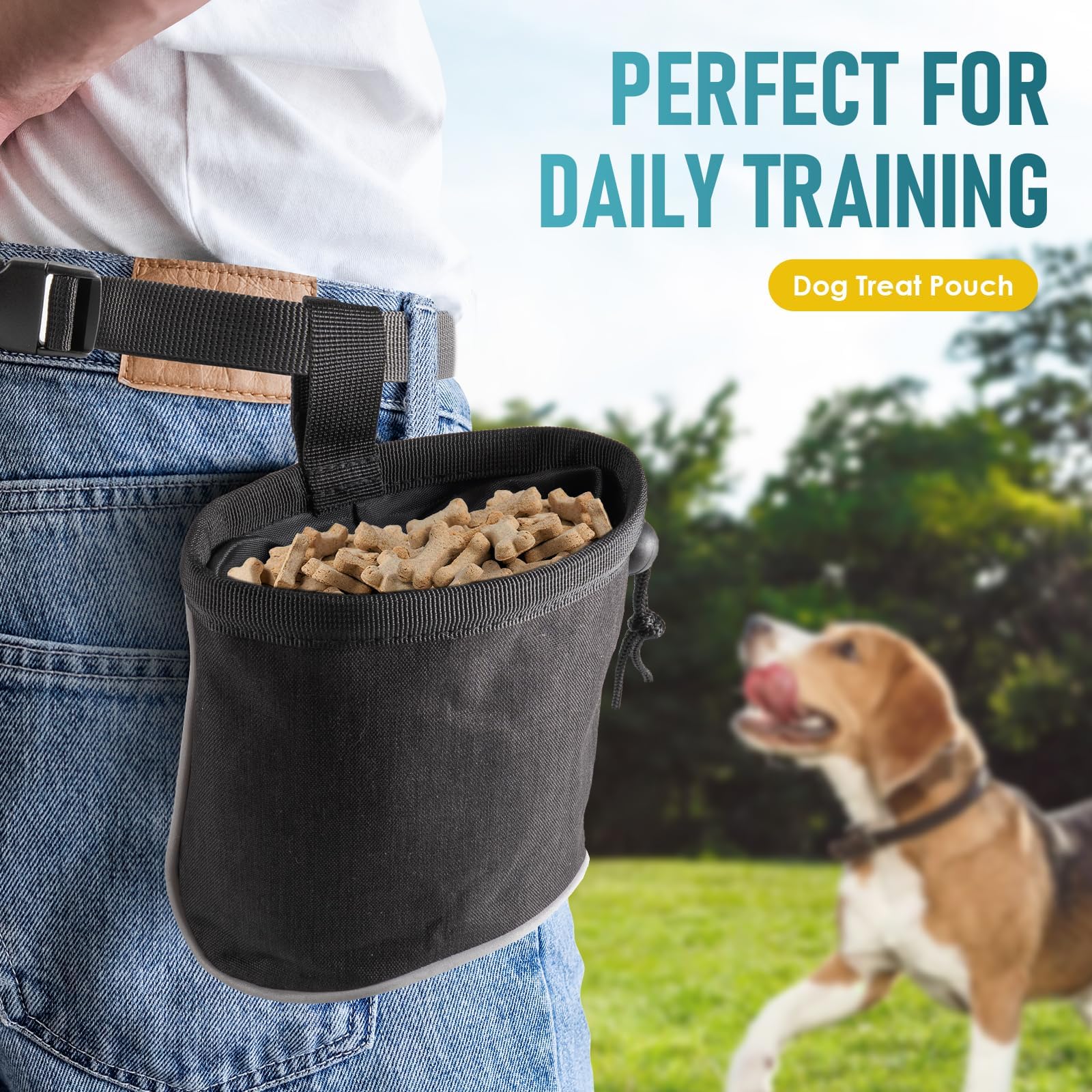 Dog Treat Bag, Dog Training Waist Bag with Adjustable Belt, Pet Treat Pouch for Walking, Hiking, Outdoor Activities, Durable and Lightweight Design for Dog Owners 4