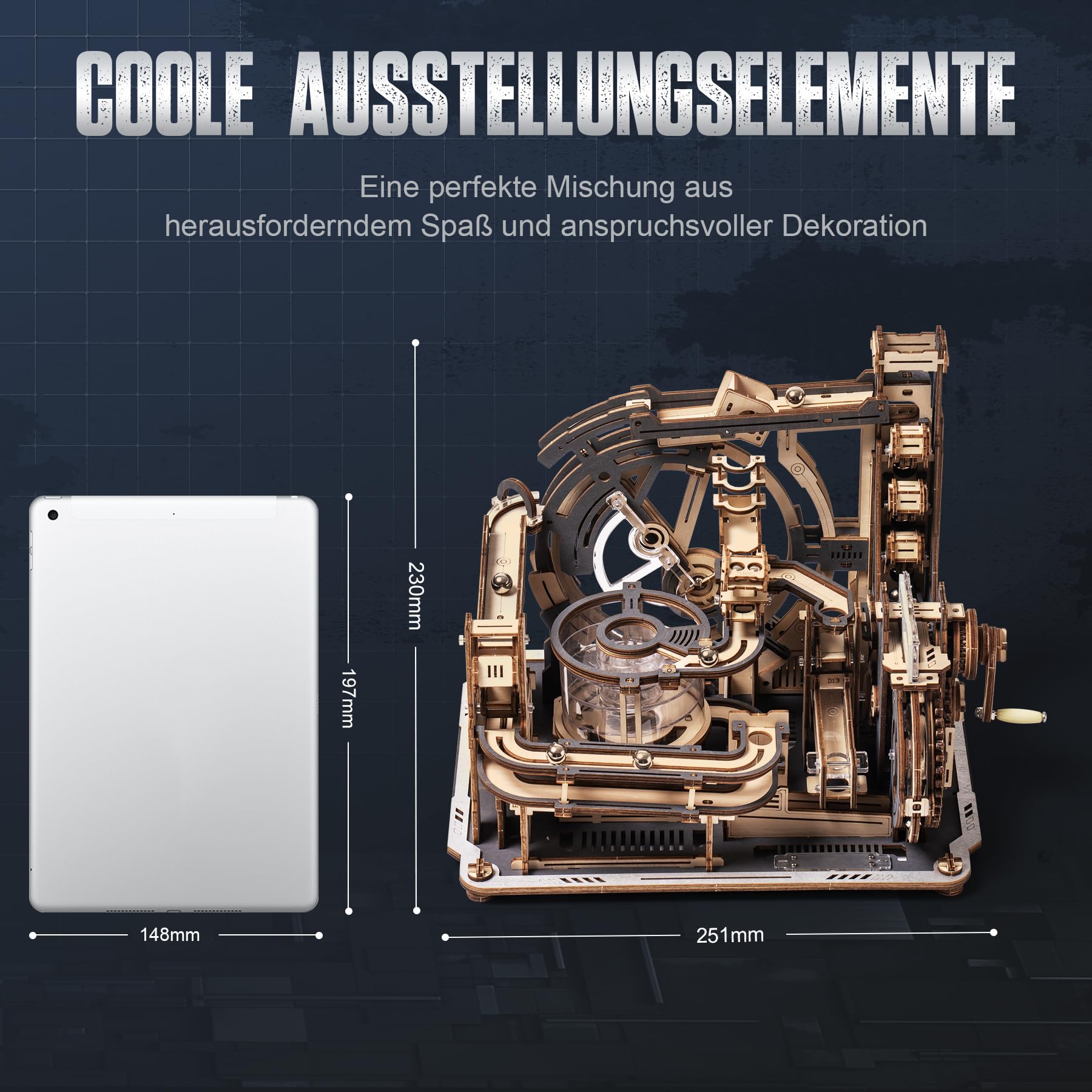 ROBOTIME Kugelbahnen Murmelbahn 3D Puzzle Holzpuzzle Erwachsene Modellbau Bastelset Modellbausatz Holz Holzbausatz Geschenk Erwachsene Jungen Elektrische (MURMEL-WELTRAUMHAFEN LGC01)