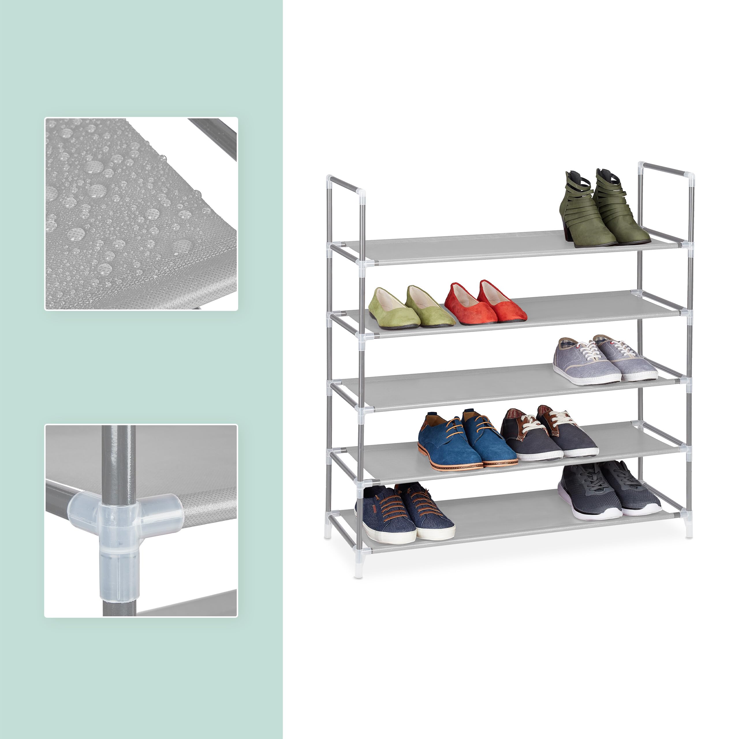 Schoenenrek, upgrade 5 verdiepingen, schoenenrek van metaal, schoenenopslag, organizer, slank schoenenrek, organizer voor hal, slaapkamer, entree, 80 x 28 x 175 cm