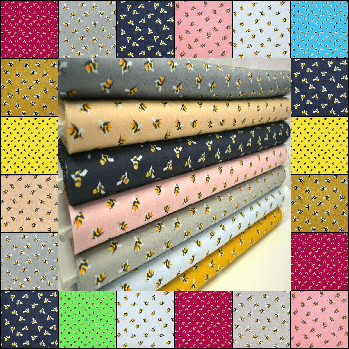 Stoff Mit Hummel-Motiv | 100% ägyptische Baumwolle | Superweich | 140 Cm Breit | Für Nähen, Quilten, Patchwork