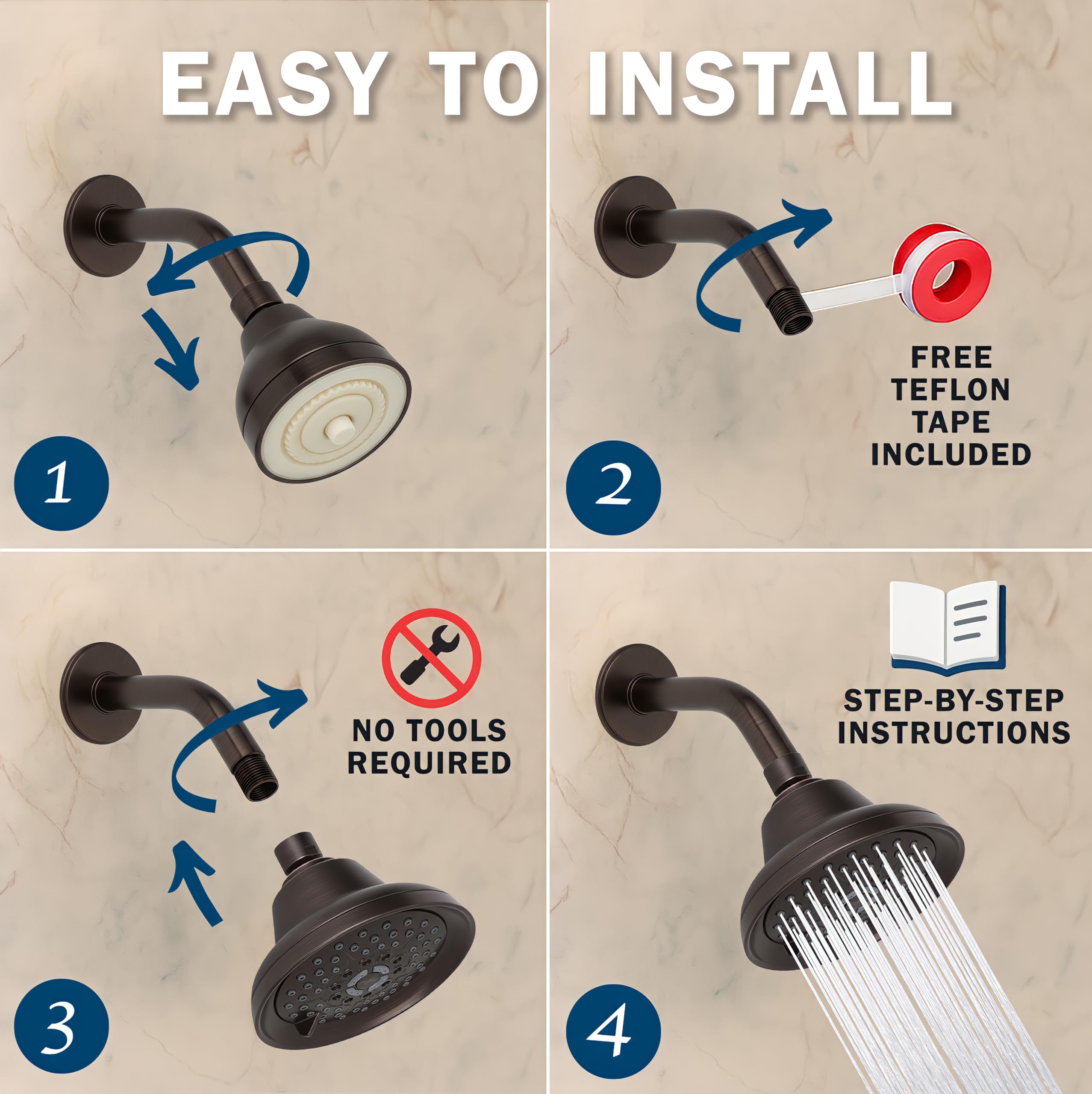 Aqua elegante cabezal de ducha de masaje & Mist – gran alta presión, multifunción, soporte de pared, ajustable alcachofa de ducha