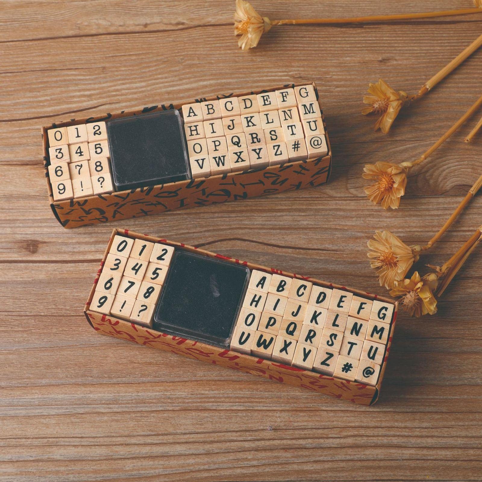 Gummistempel aus Holz, Alphabet, 40 Stück, Vintage-Stil, für Handschrift, 10 Stück