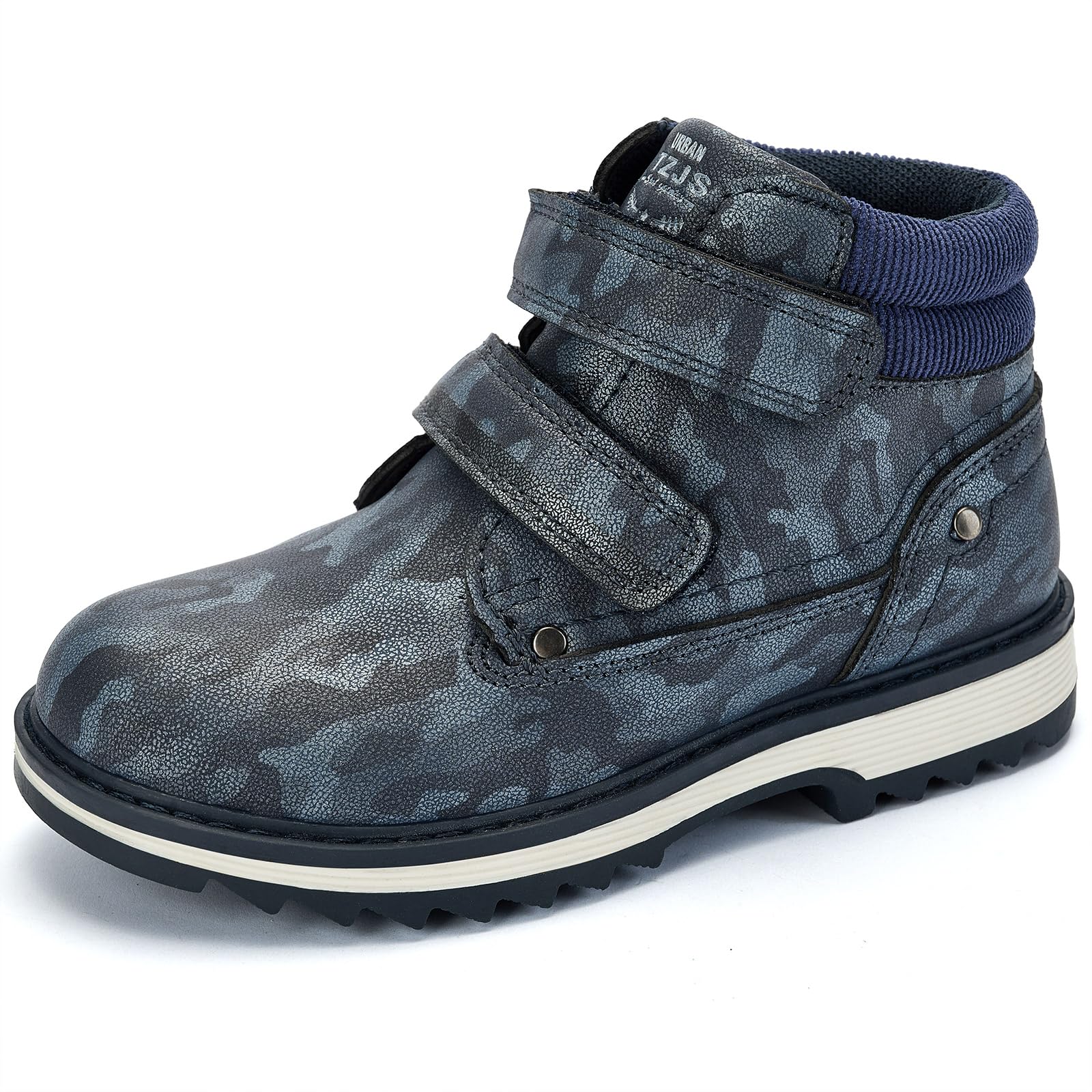TZJS Kids' Hiking Work Boots for Boys Girls, Waterproof Outdoor Ankle Boots with Hook and Loop
