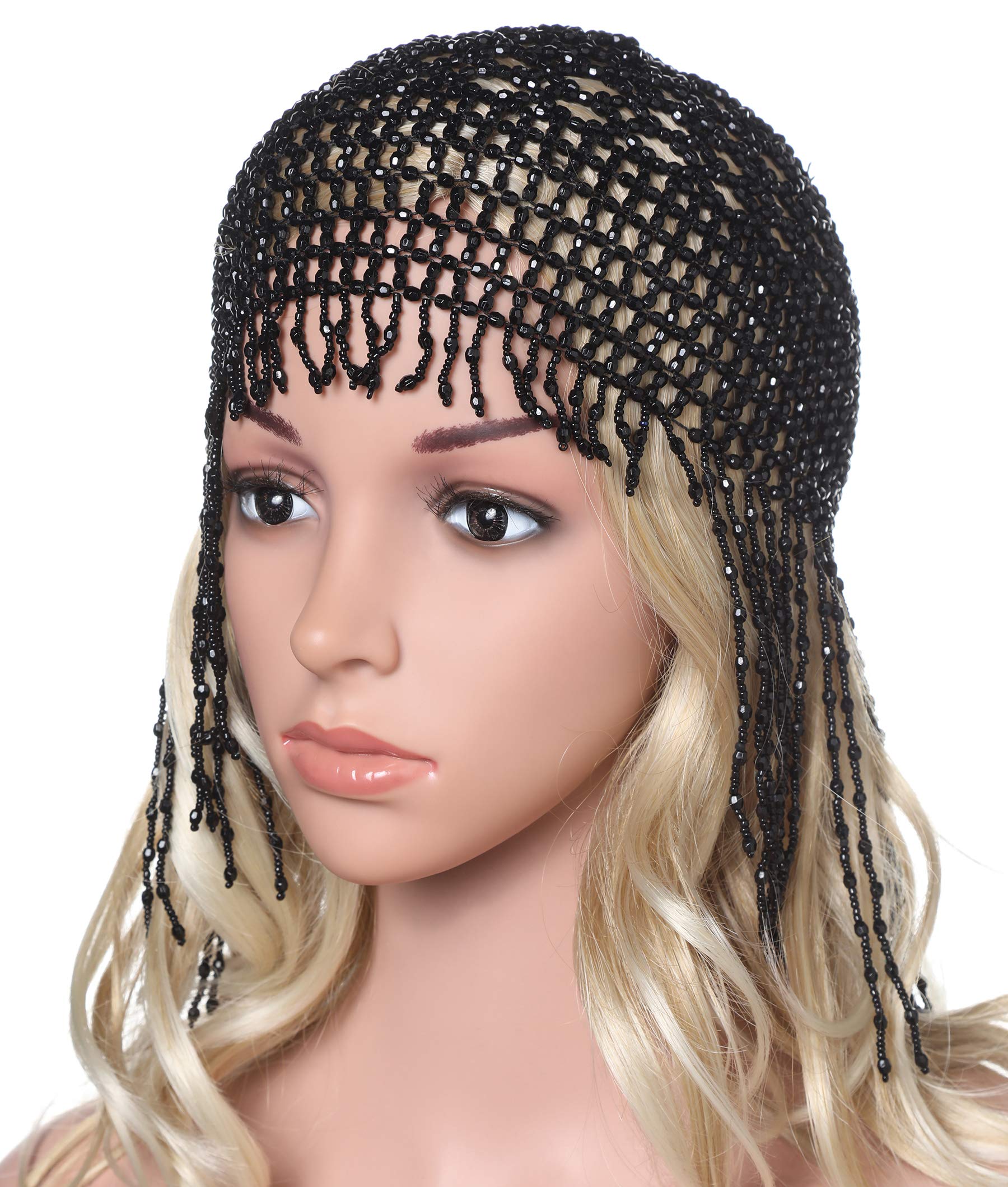 BABEYOND 1920s Beaded Cap Headpiece 