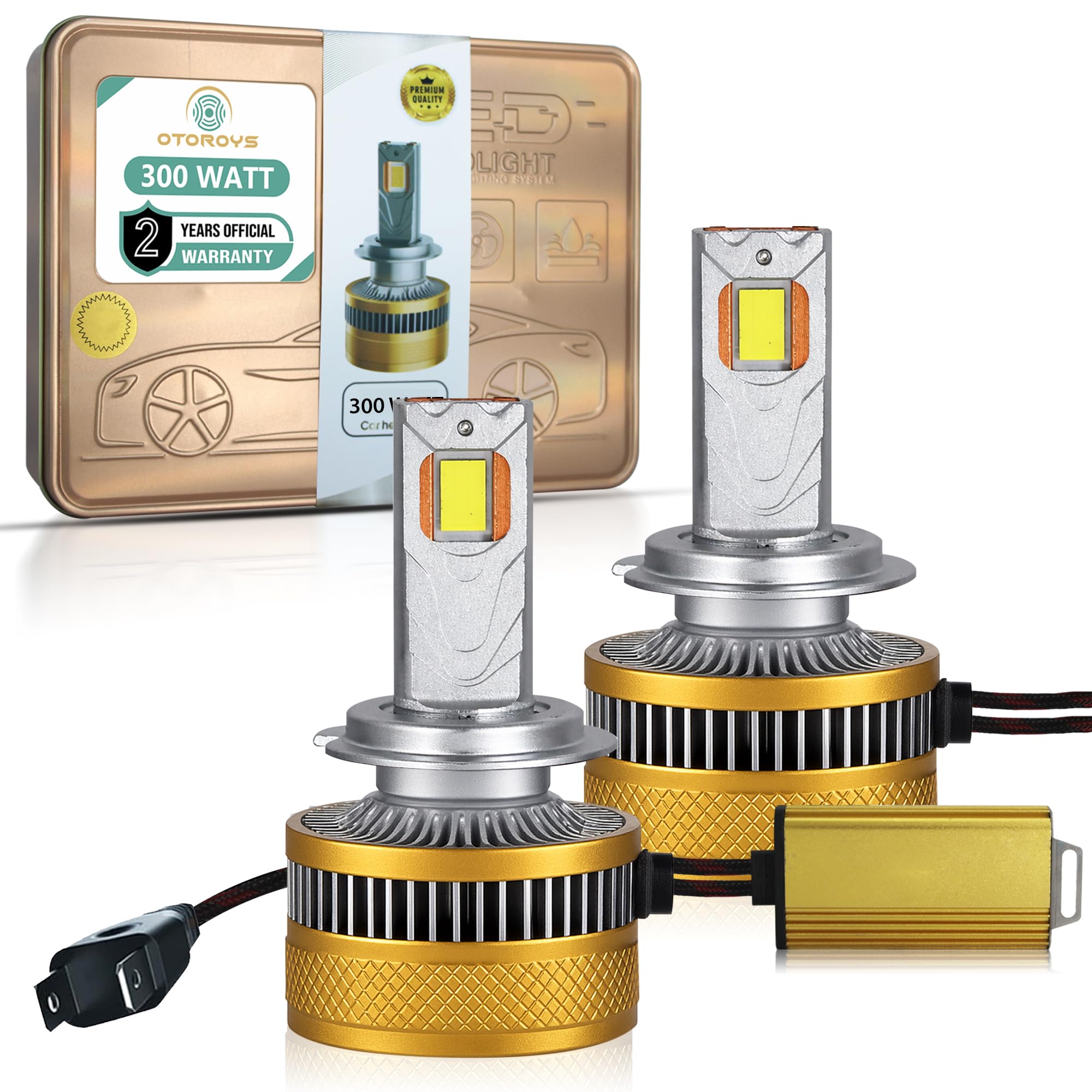 OTOROYS H7 LED Headlight Bulbs, 300W Each LED, 30,000 Lumens, Super Bright Headlight, 6500K, Car Headlight Auto Conversion Kit for Car, Set of 2, (2 Years Warranty)-image-26