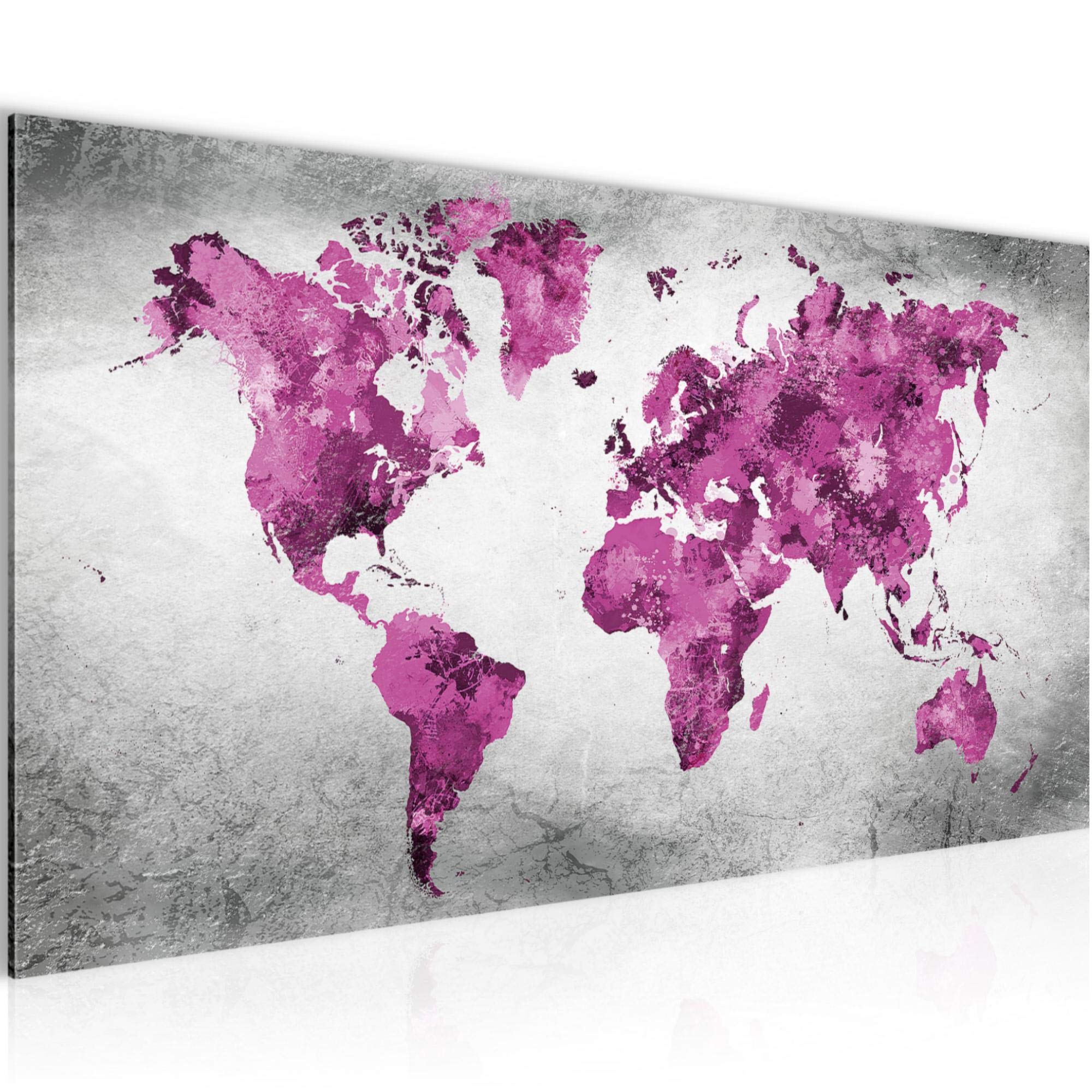 Décoration murale carte du monde grand format pour un salon moderne au style ancien rose