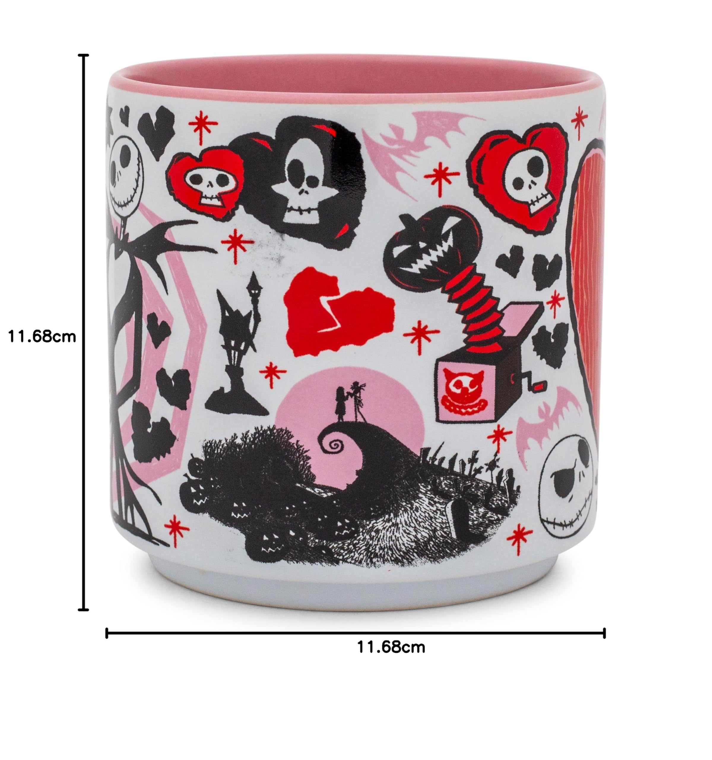 Silver Buffalo Disney 'The Nightmare Before Christmas' walentynki miasto kubek ceramiczny do układania w stos