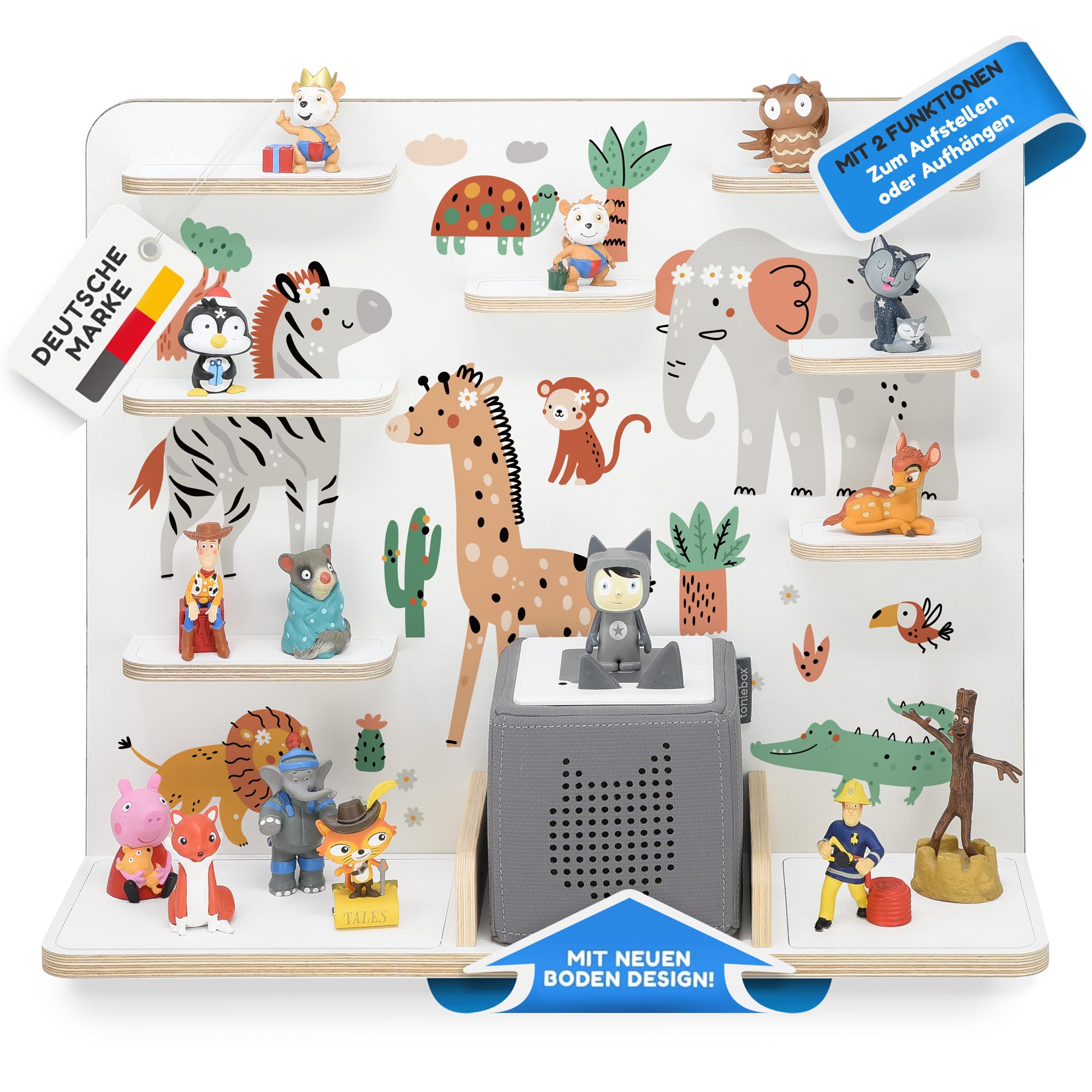 Étagère Toniebox bois safari grand modèle pour organiser la chambre d'enfant