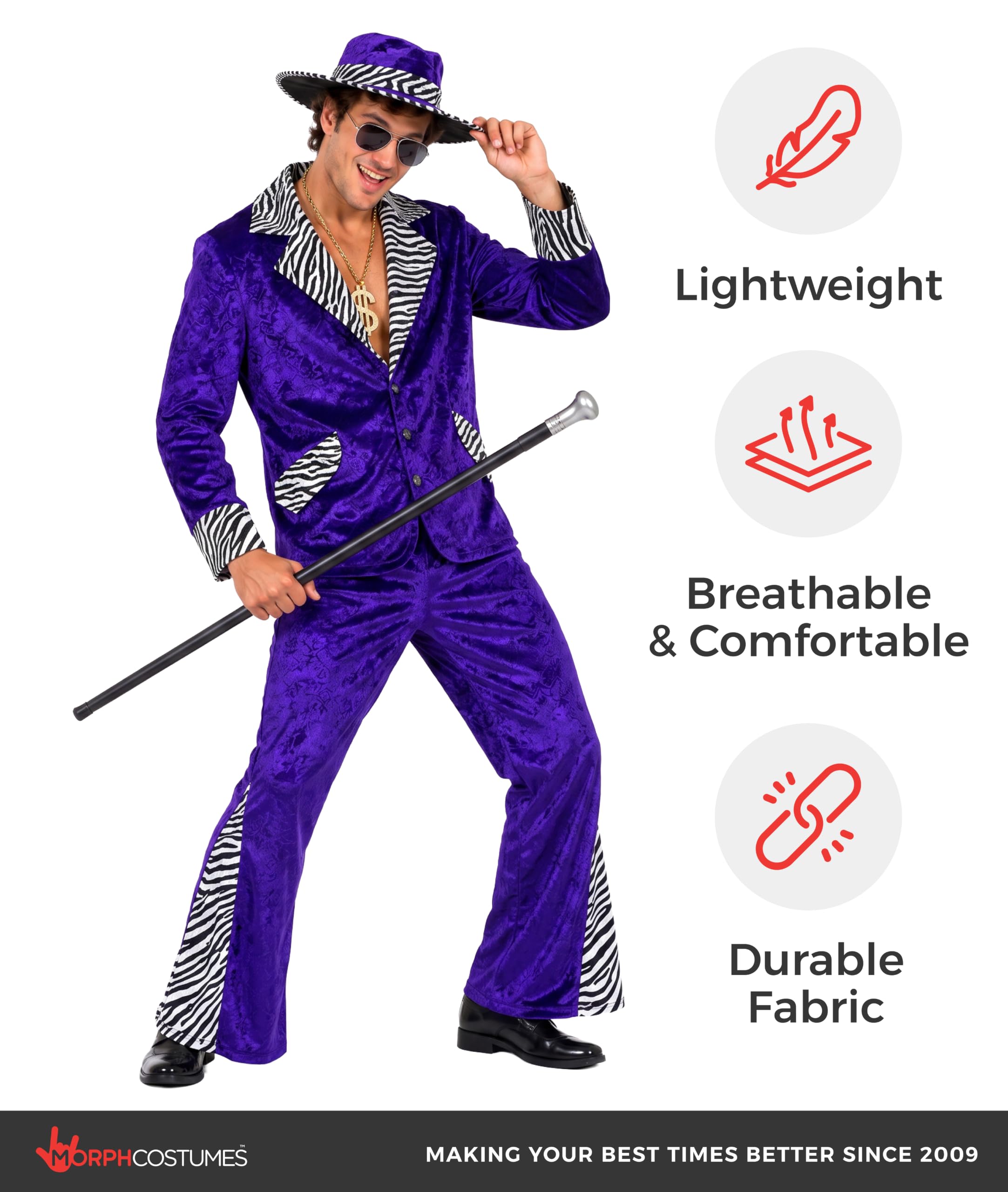 Morph Deguisement Disco Homme, Costume Annees 80 Halloween Homme