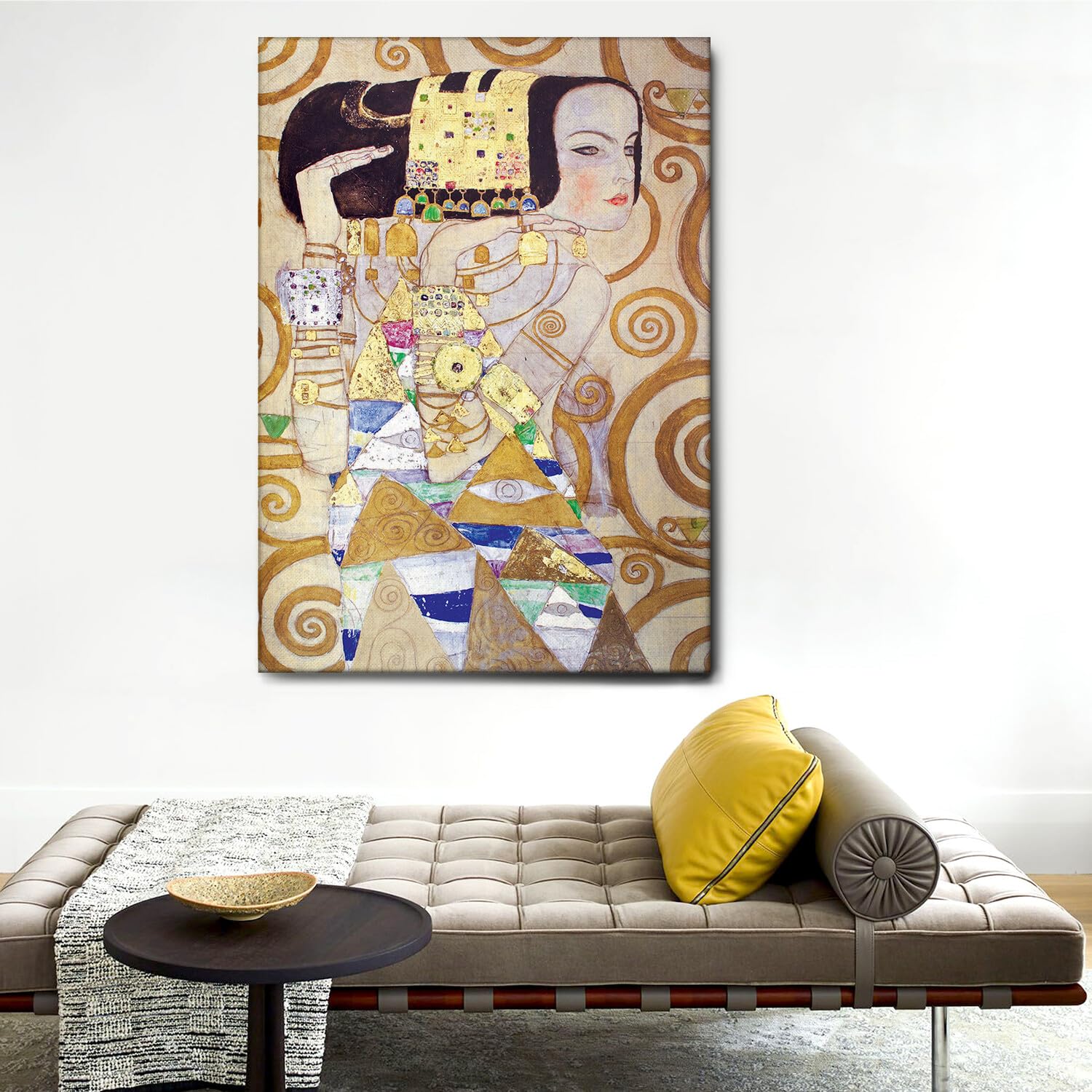 Giallobus Gemälde Gustav Klimt „Porträt Vom Warten“ Auf Acrylglas 50x70 Cm – Modern, Fertig Zum Aufhängen