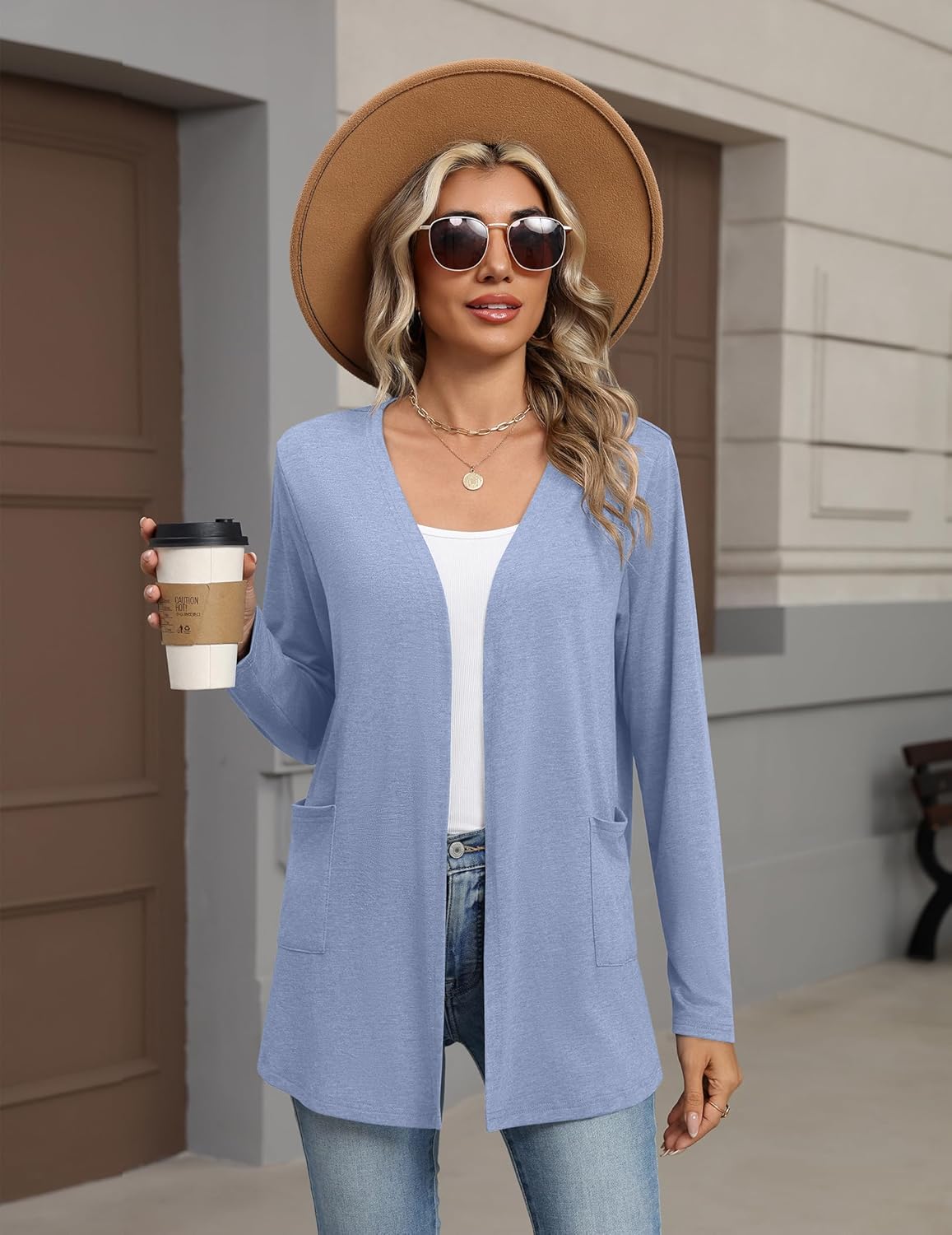Zeagoo Lightweight Cardigan for Women 2026 Long Sleeve Open Front Casual Cardigans with Pockets - Image 2