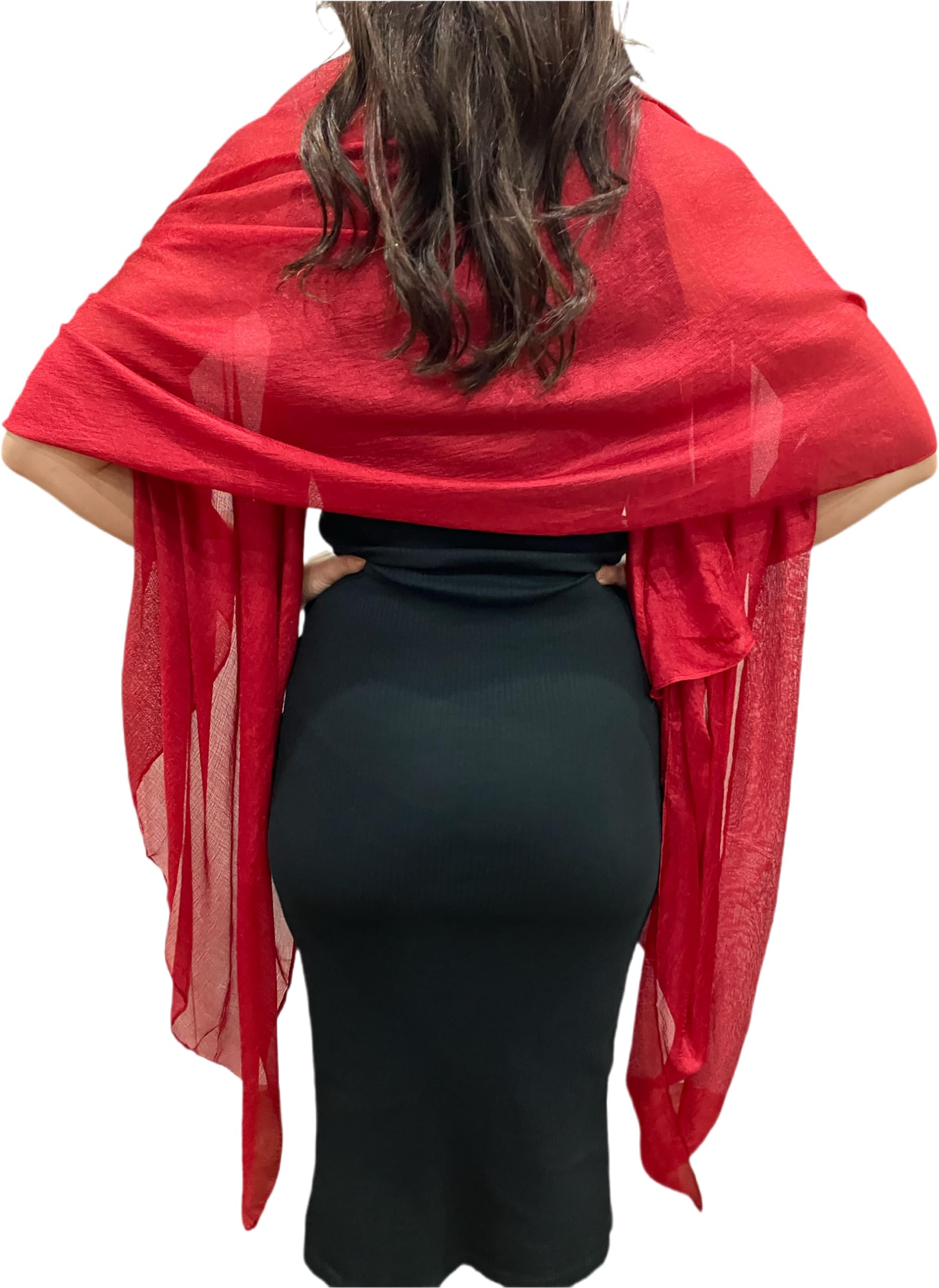 Central Chic Large Silky Shimmery Pashmina Shawl Stole Wrap Scarf Weddings Party Scarf For Weddings Bridesmaids Parties (Ruby Red)