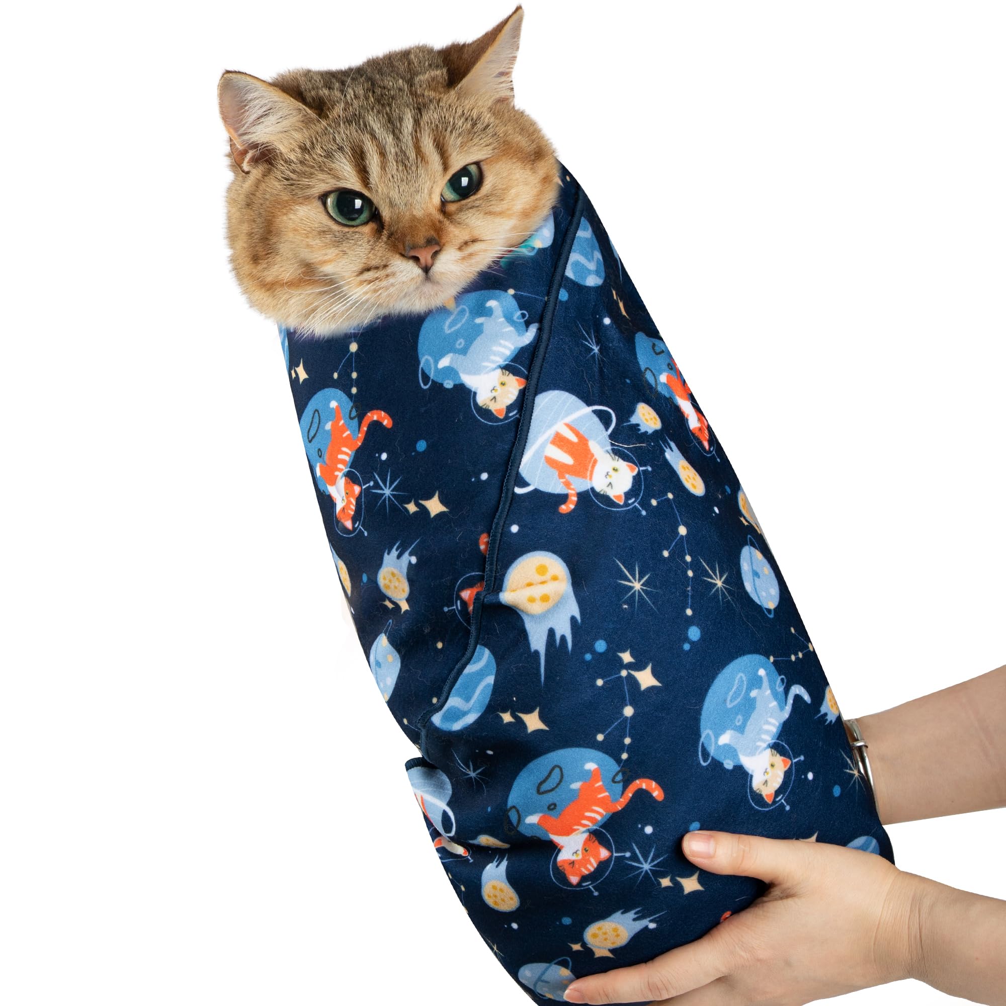 Cat Grooming Wrap,Anti-Escape Cat Wrap for Grooming,Self-Adherent Soft Cat Blanket to Wrap,Anti-Bite,Clip Nails,Anti-Scratch,Cat Calming Wrap,Cat