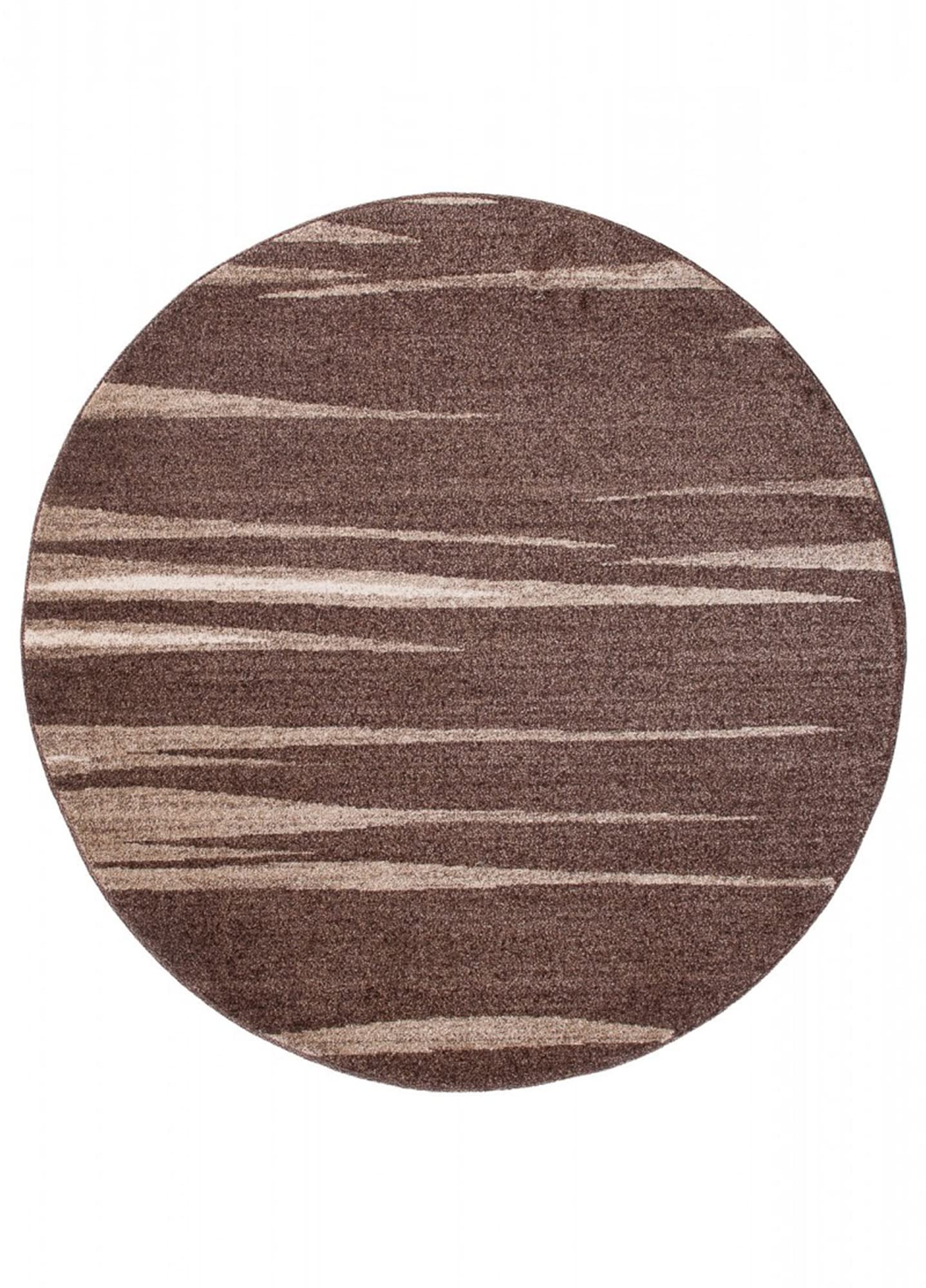 TAPISO Sari dywan okrągły ciemnobrązowy beżowy nowoczesny paski melanżowy design salon sypialnia Ökotex 150 x 150 cm