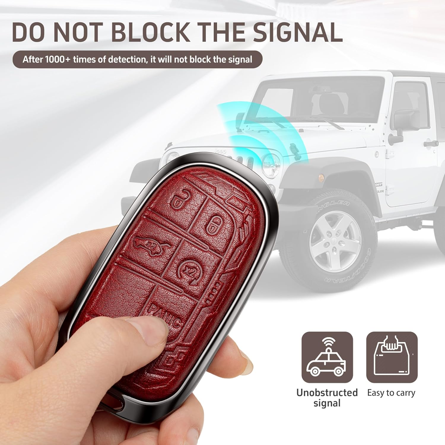 Key Fob Cover for Jeep, Keychain,Mech-Relief,Metal Leather Compatible with Grand Cherokee Compass Renegade