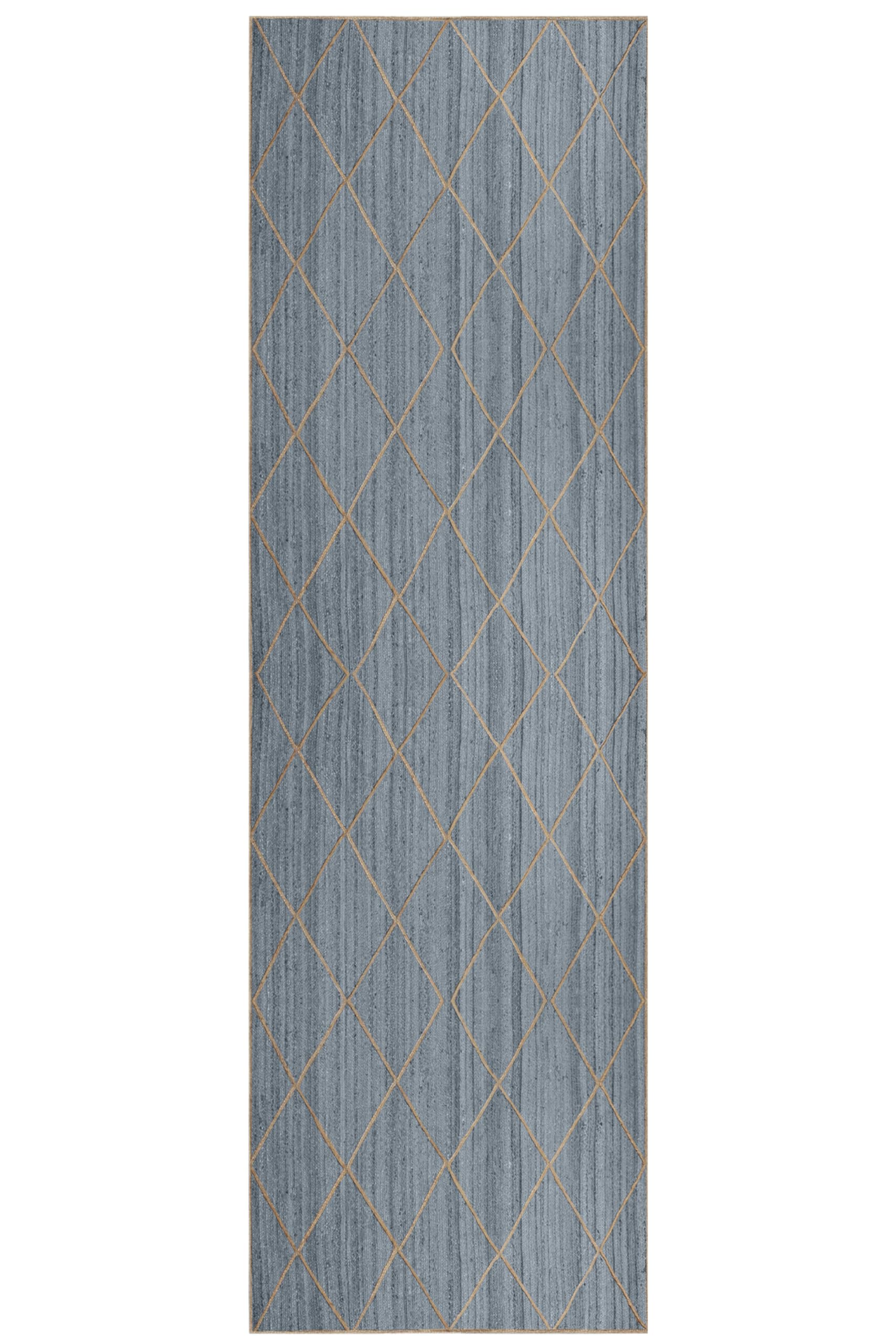 Bieżnik - Kilim dywan 2,6 x 14 cm, szary i beżowy pleciony dywan z juty do wewnątrz, na zewnątrz, dywan o dużym natężeniu ruchu, do domu i przedpokoju, na korytarz i chodnik na schody