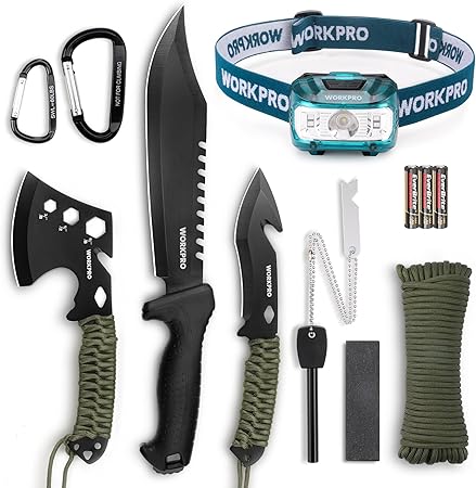 Workpro camping hatchet & machete with sheath, camp…