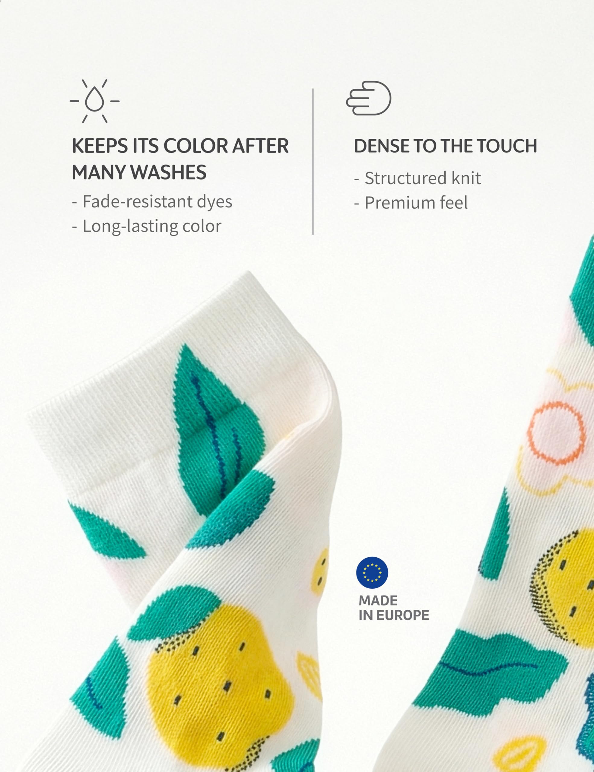 Lemonheads, chaussettes unisexes en coton biologique, couleurs vives, design amusant, bout sans couture et tissu respirant