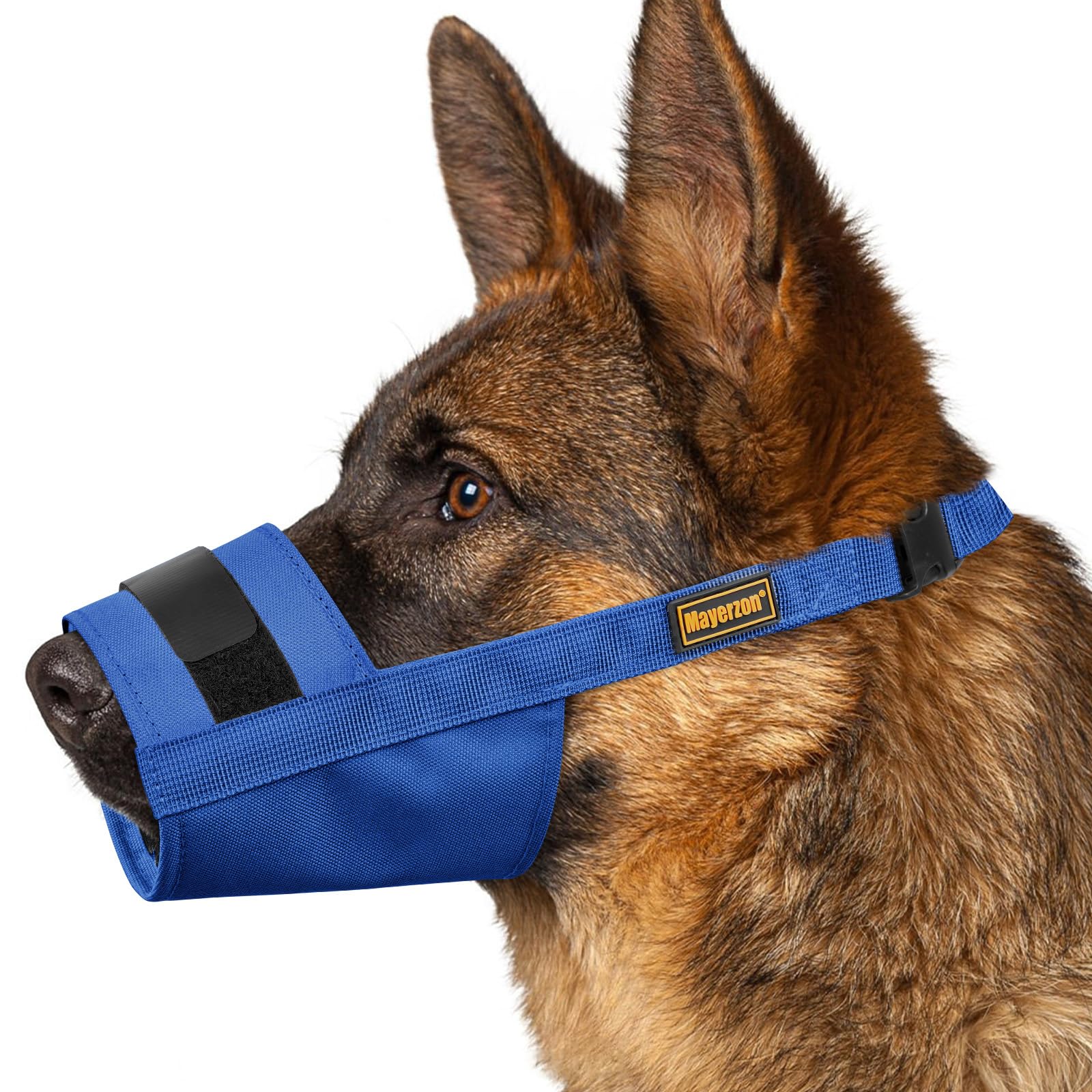 Mayerzon Dog Muzzle for Large Medium Small Dogs, Adjustable Fit, Soft & Sturdy Fabric, Prevents Fierce Barking Biting Chewing, Ideal for Grooming Walking Vet Visits, Allows to Pant Drink (Blue, L) — image 1