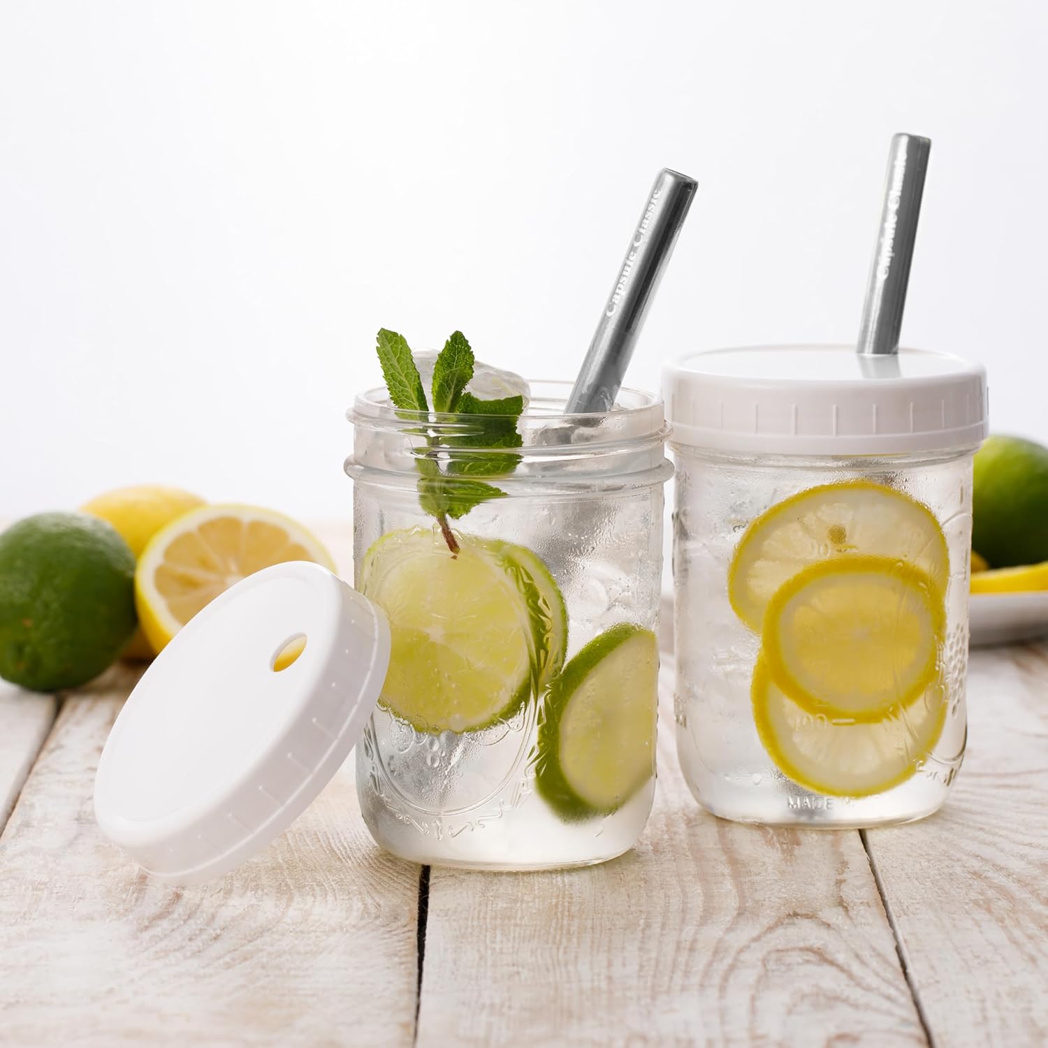 Reusable Wide Mouth Smoothie Boba Tea Cups Bubble Tea Cups with Lids and Silver Straws Mason Jars Glass Cups (2-pack, 16 oz mason jars) - Image 2