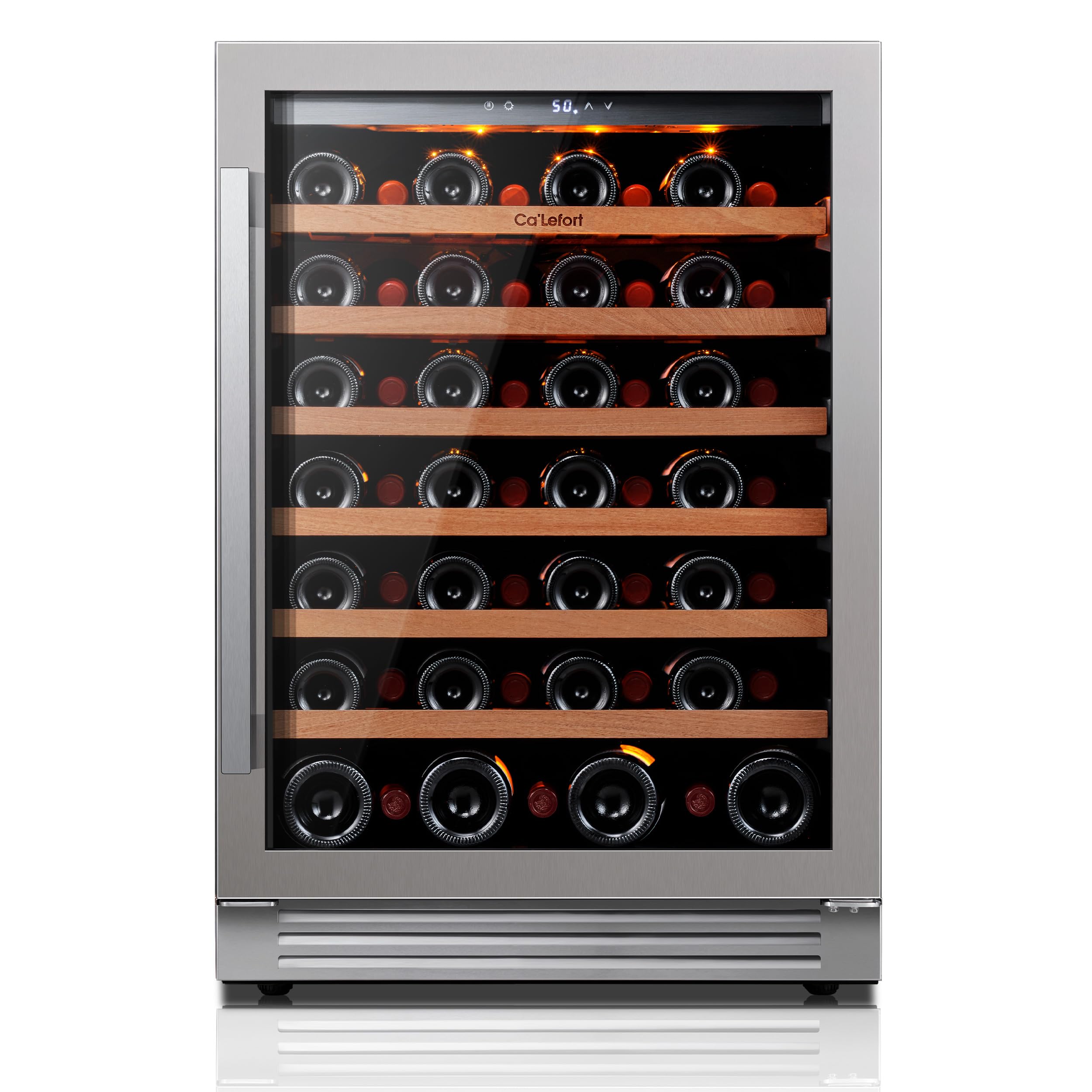 ca39lefort 24 inch wine fridge 54 bottle wine cooler refrigerator 40-65f wine refrigerator glass door 3 led wine fridge built-in or freestanding wine fridge for homebarkitchen 565 cuft