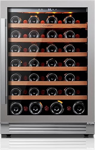 Ca'Lefort Refrigerador de vino de 24 pulgadas, refrigerador de vino de 54 botellas, puerta de vidrio para refrigerador de vino de 40-65 F,