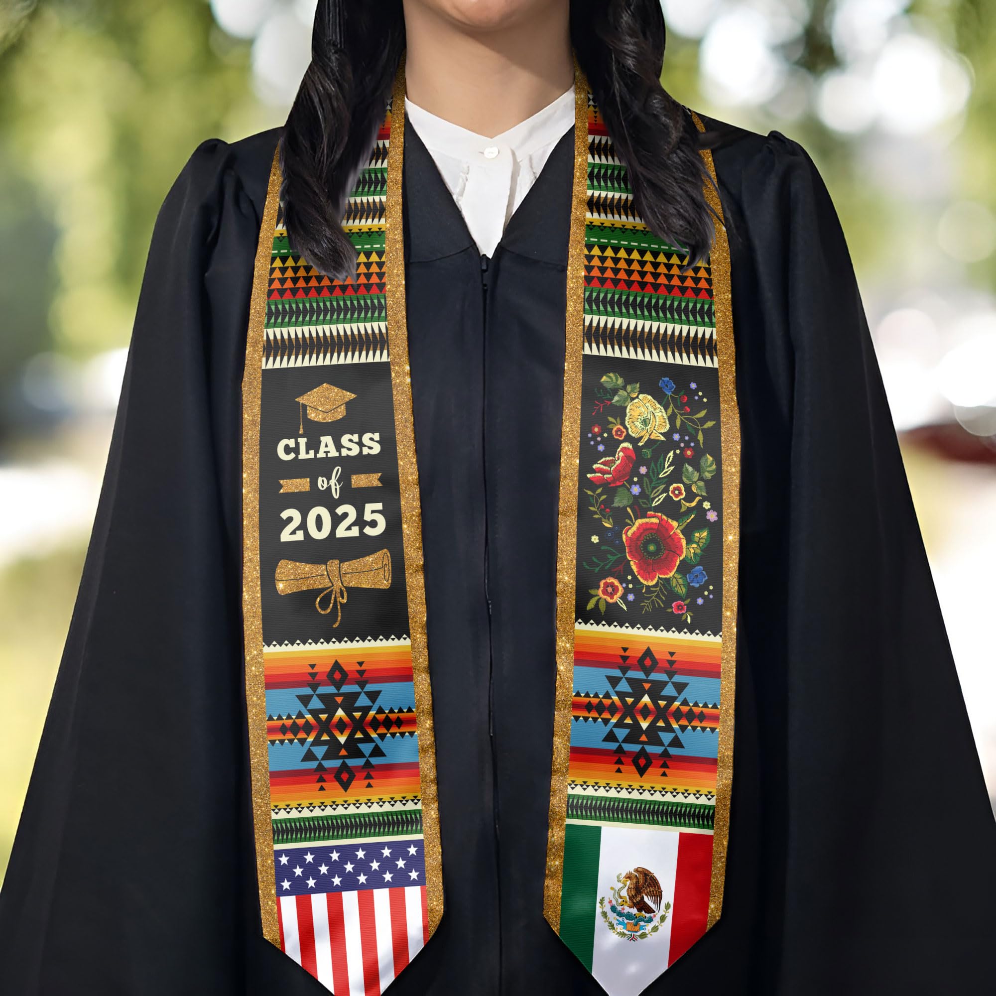 CHIARA CONTI11 Mexico Graduation Stole, Mexican Graduation Sash, Mexican American Flag Graduation Sash 2025 2