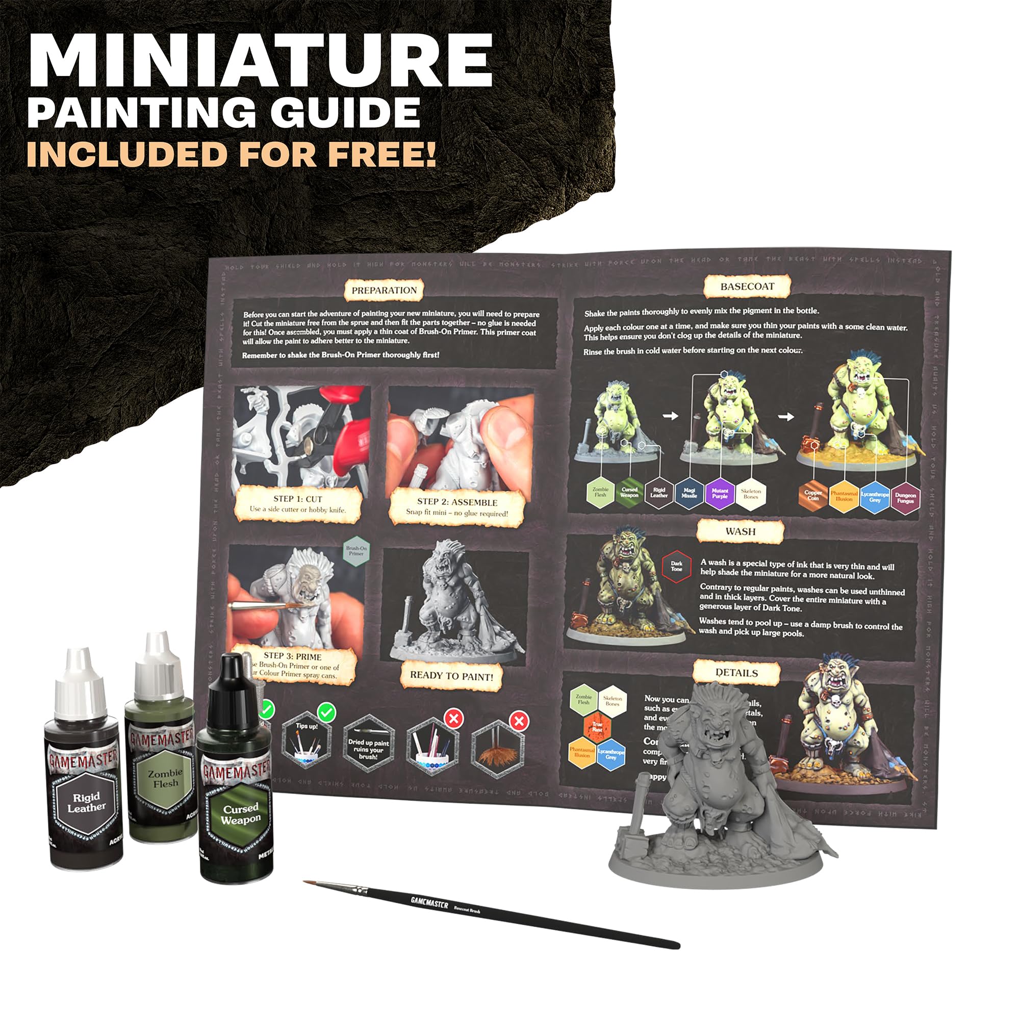 The Army Painter, GameMaster: Wandering Monsters Role-playing Paint Set, 15x18 ml Warpaints Fanatic Acrilici, 1 pennello GameMaster Basecoat, 1 miniatura Troll gratuita.