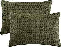 Vista 88 de PHF Fundas de almohada con tejido de gofre de 24" x 24", paquete de 2, funda de almohada cuadrada 100% algodón para decoración de ropa de cama, sin