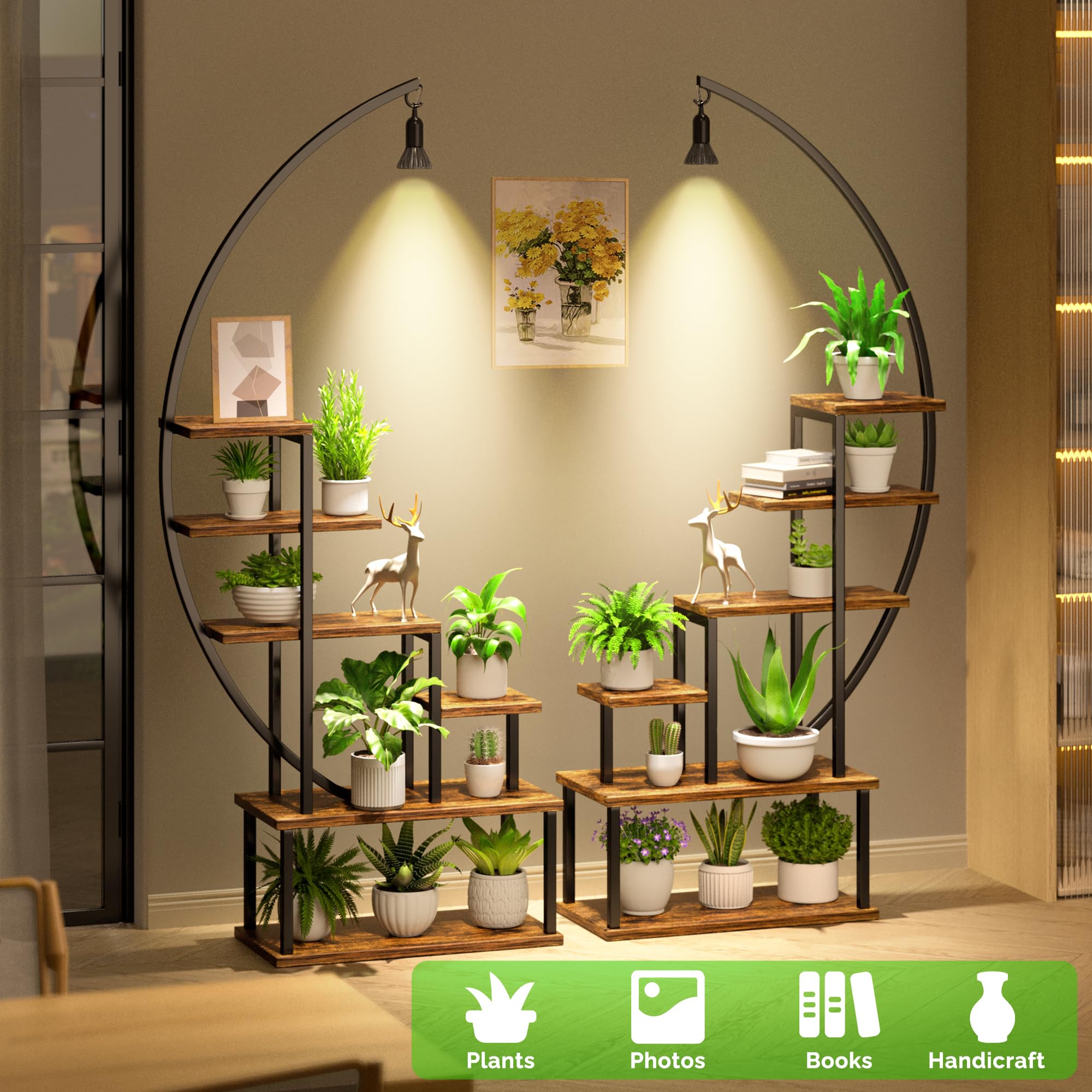 植物用　ライトスタンド　植物棚 Amazon.co.jp: Dreyoo 8段植物スタンド グローライト付き 高さ62