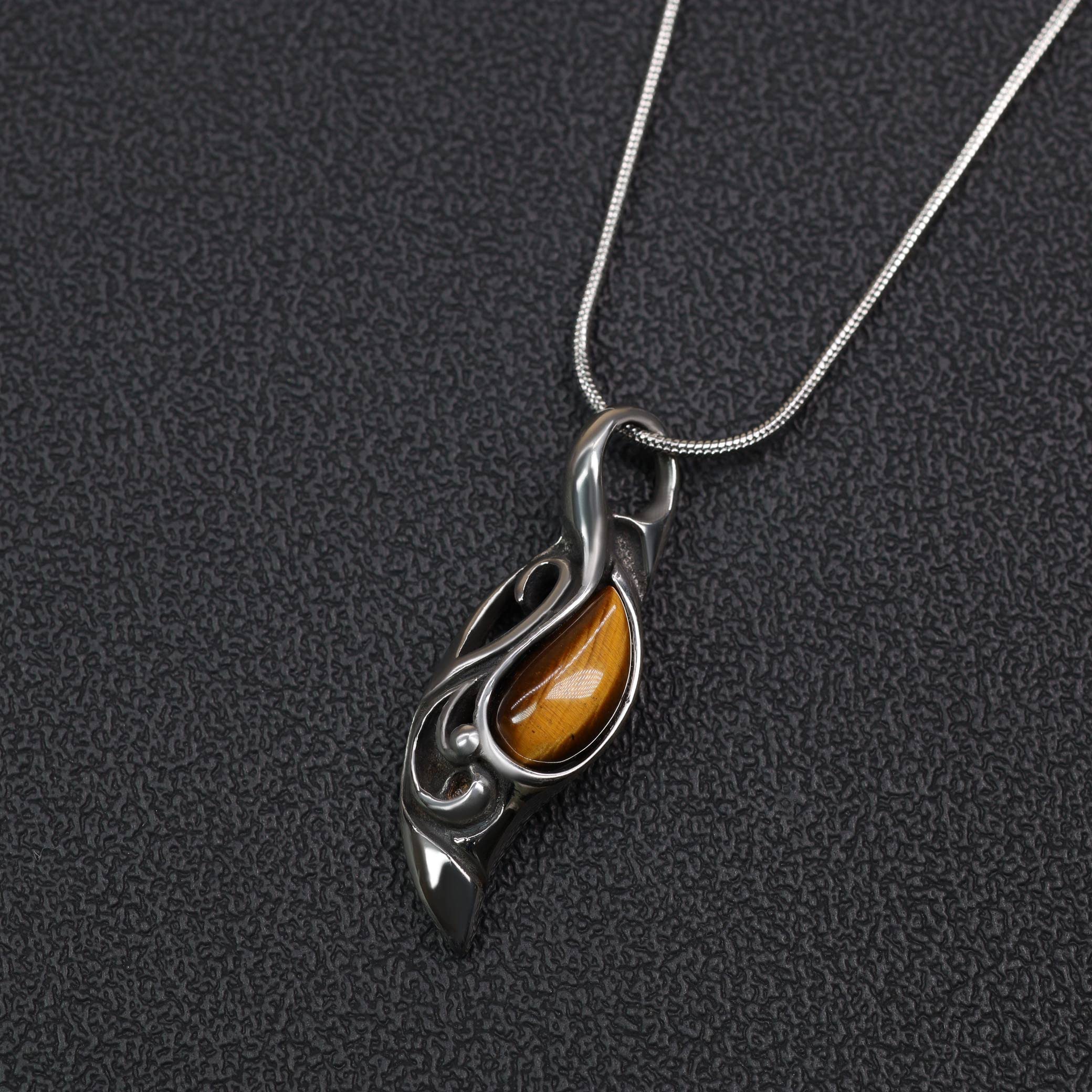 COAI Collier Homme Acier Inoxydable, Collier Œil de Tigre Homme