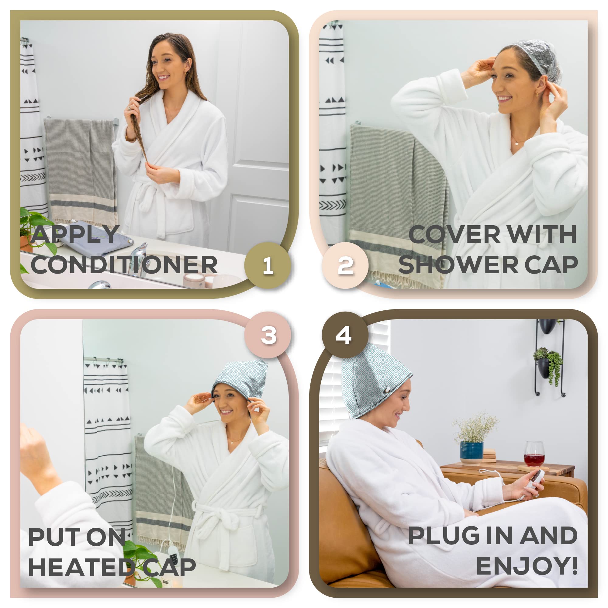 Gorra de calor: reduce la pérdida de cabello, la rotura del cabello y mejora la salud general del cabello (turquesa)