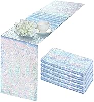 Vista 1 de Juego de 5 caminos de mesa de lentejuelas iridiscentes de 12 x 108 pulgadas, camino de mesa rectangular con purpurina para cumpleaños, bodas